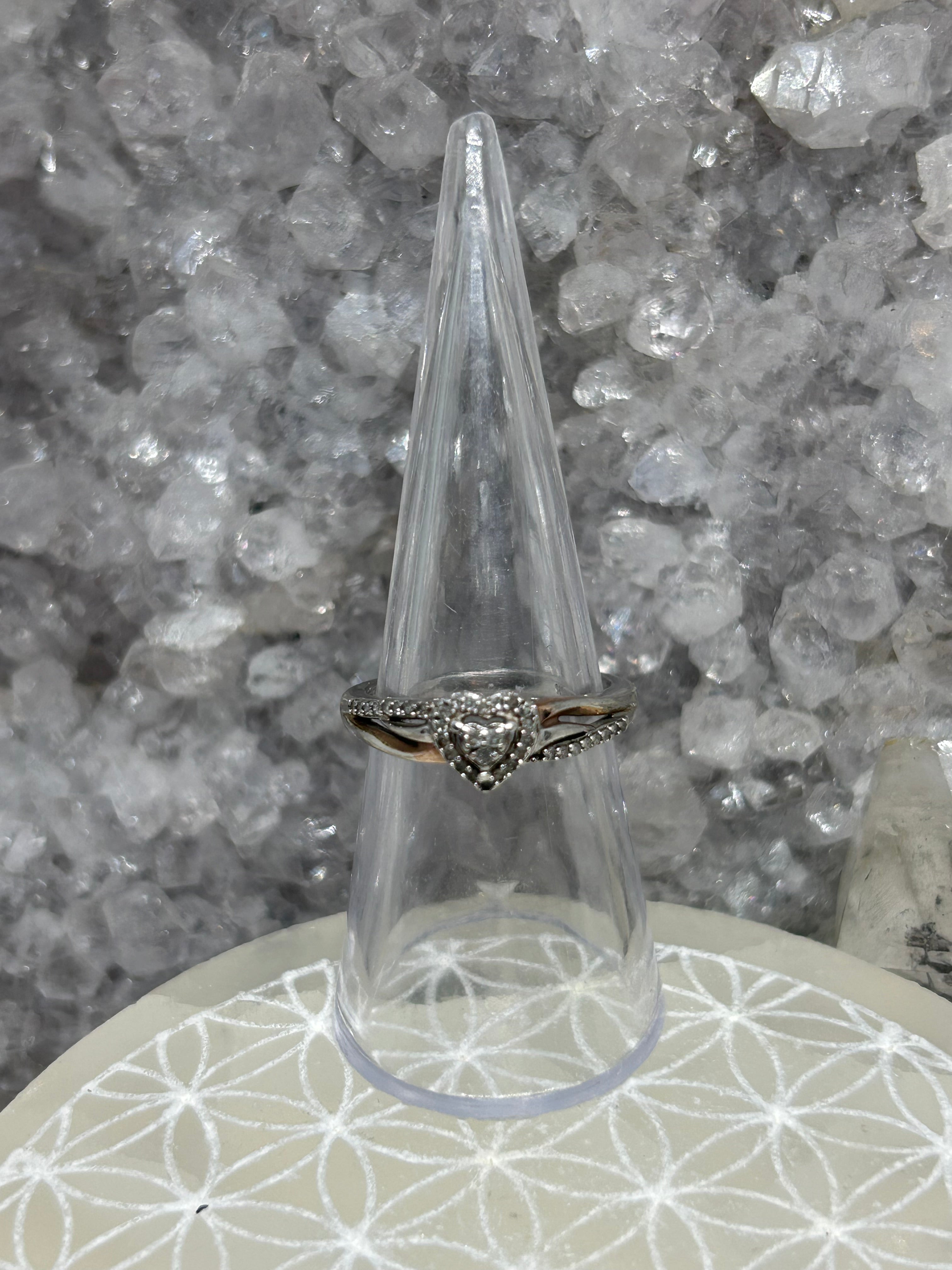 Vintage Diamond Heart Ring 925