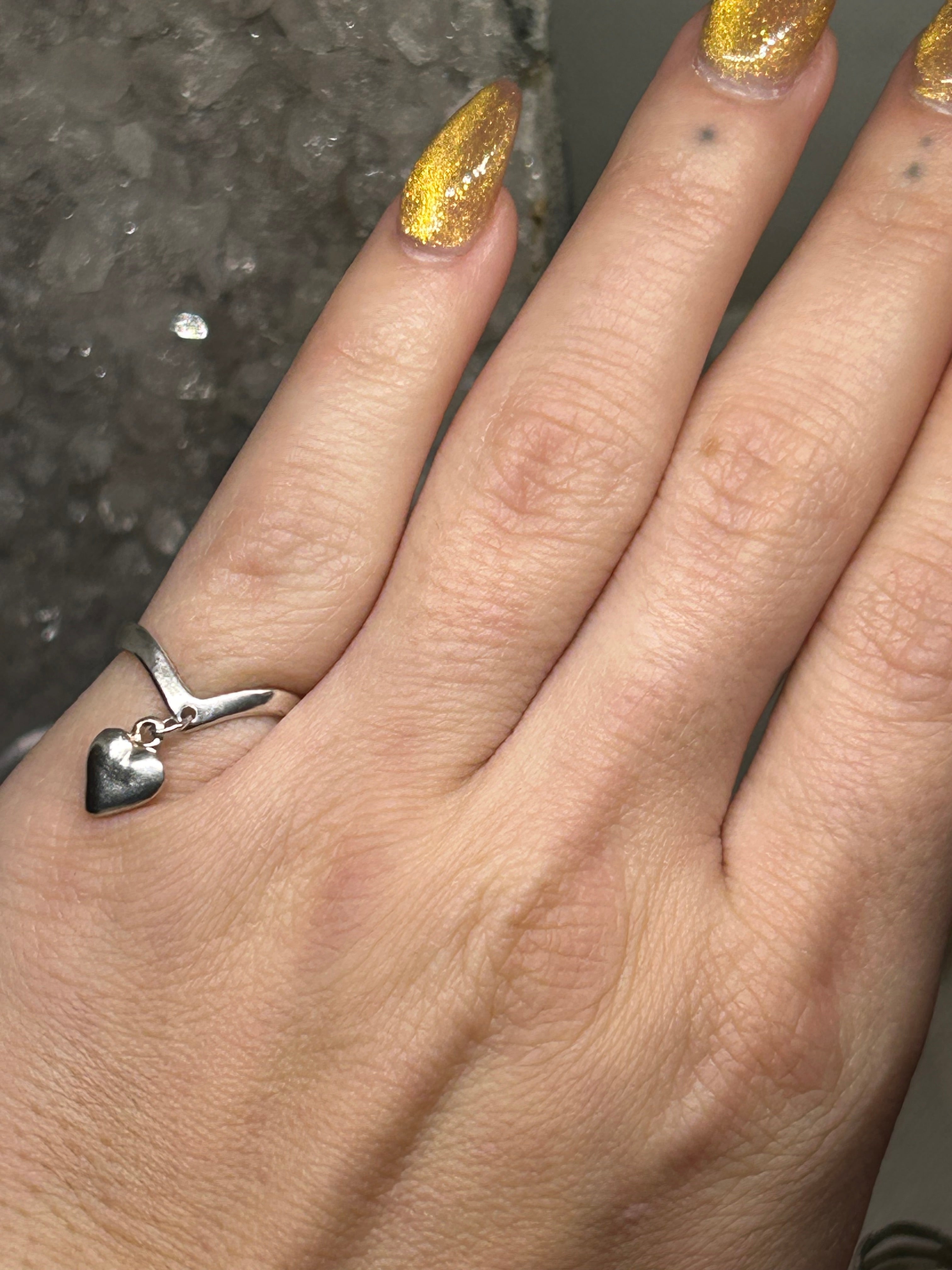 Vintage Heart Charm Ring 925