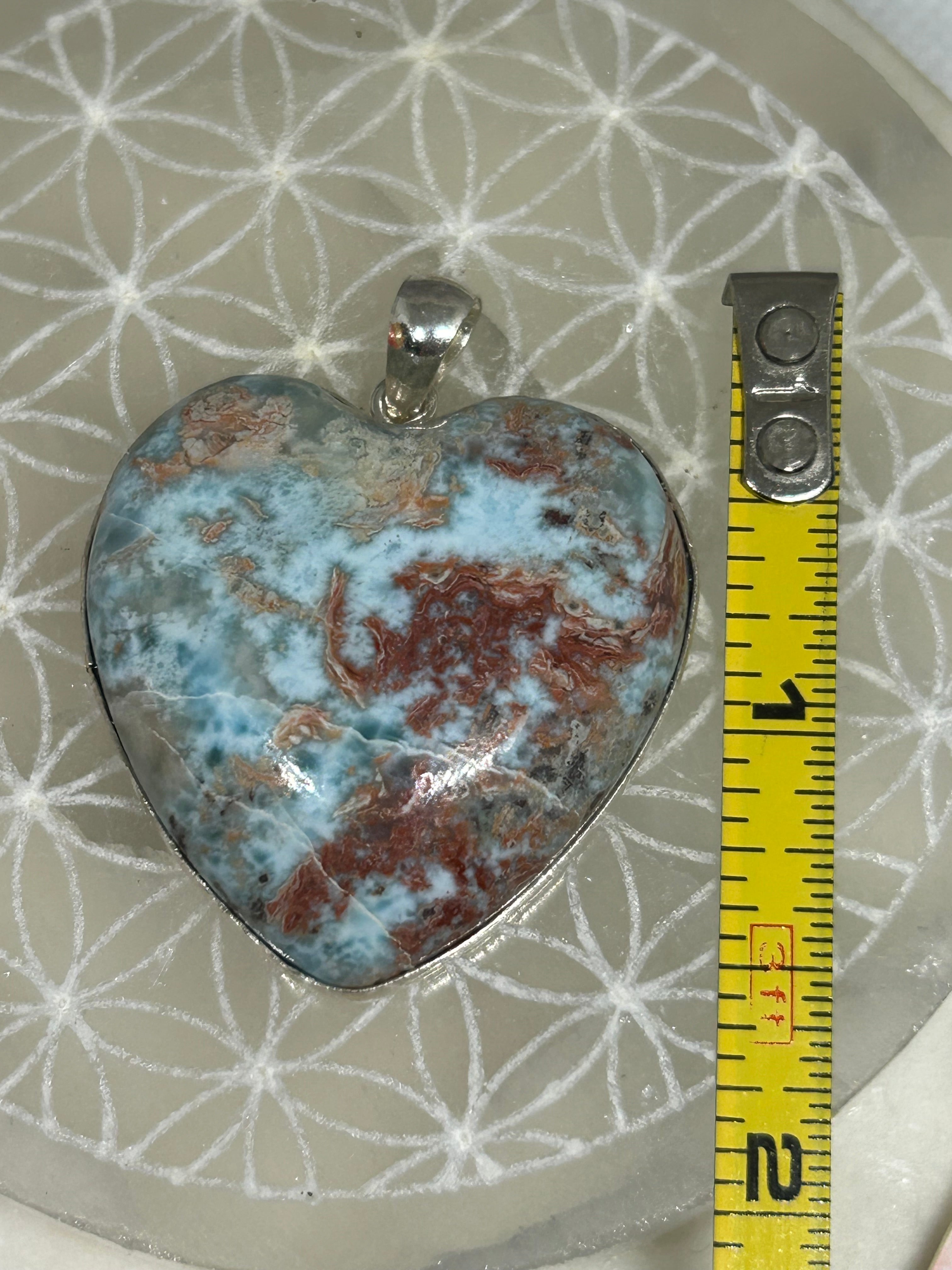 Larimar Heart Pendant 925