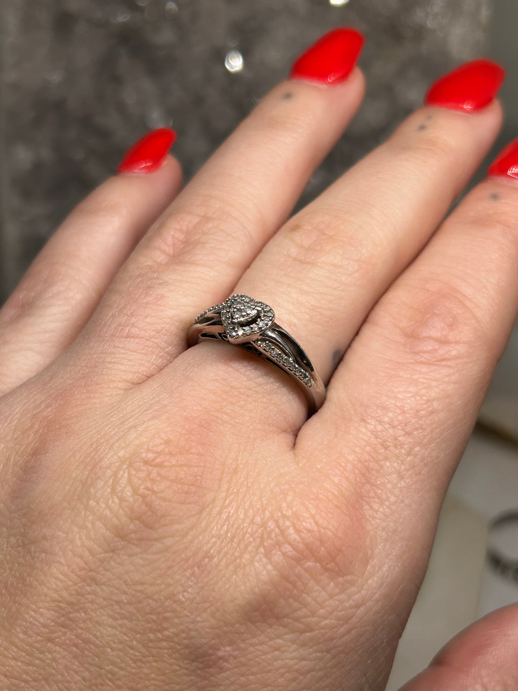 Vintage Diamond Heart Ring 925