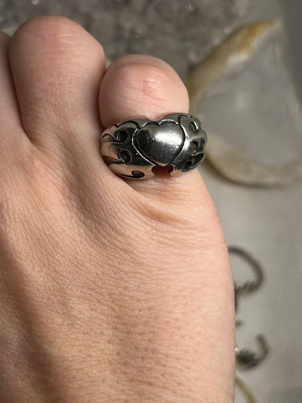 Vintage Winged Heart Ring 925