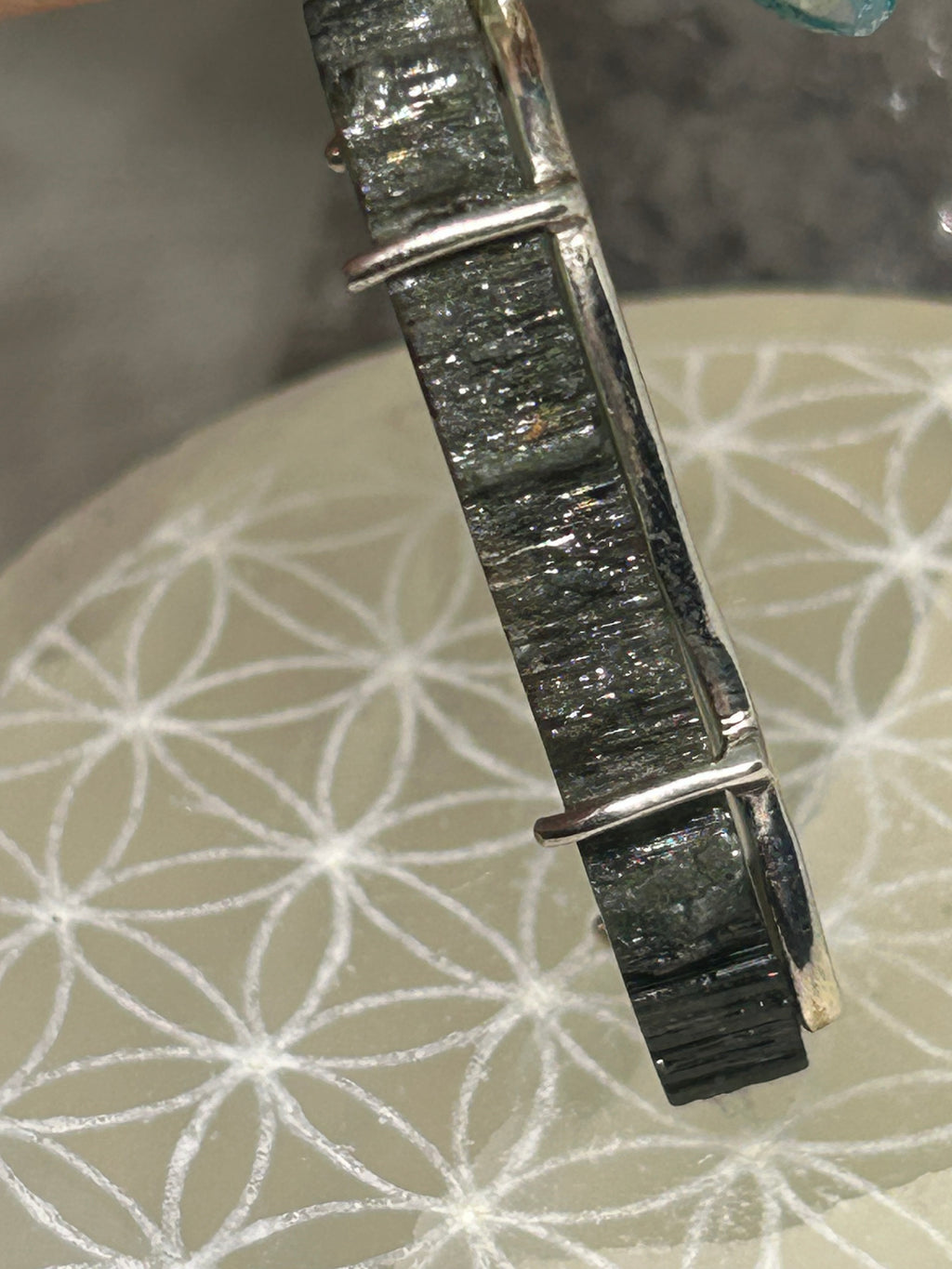 Statement Watermelon Tourmaline Slice Pendant 925