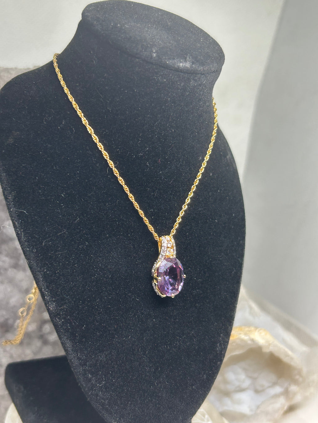 Oval Cut Color Change Sapphire Necklace 925