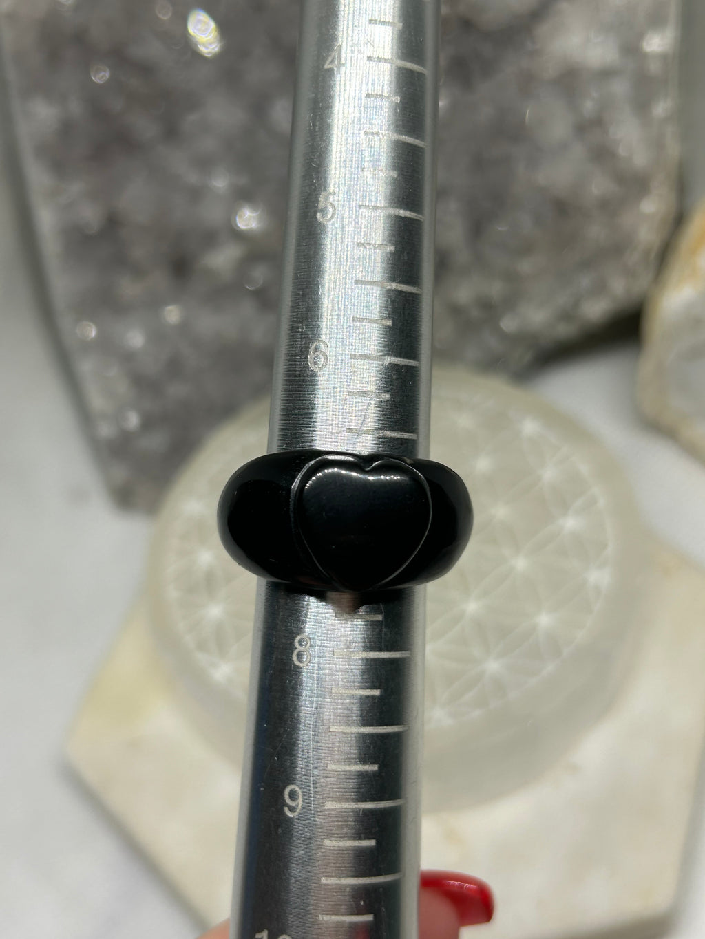 Vintage Black Onyx Carved Heart Ring