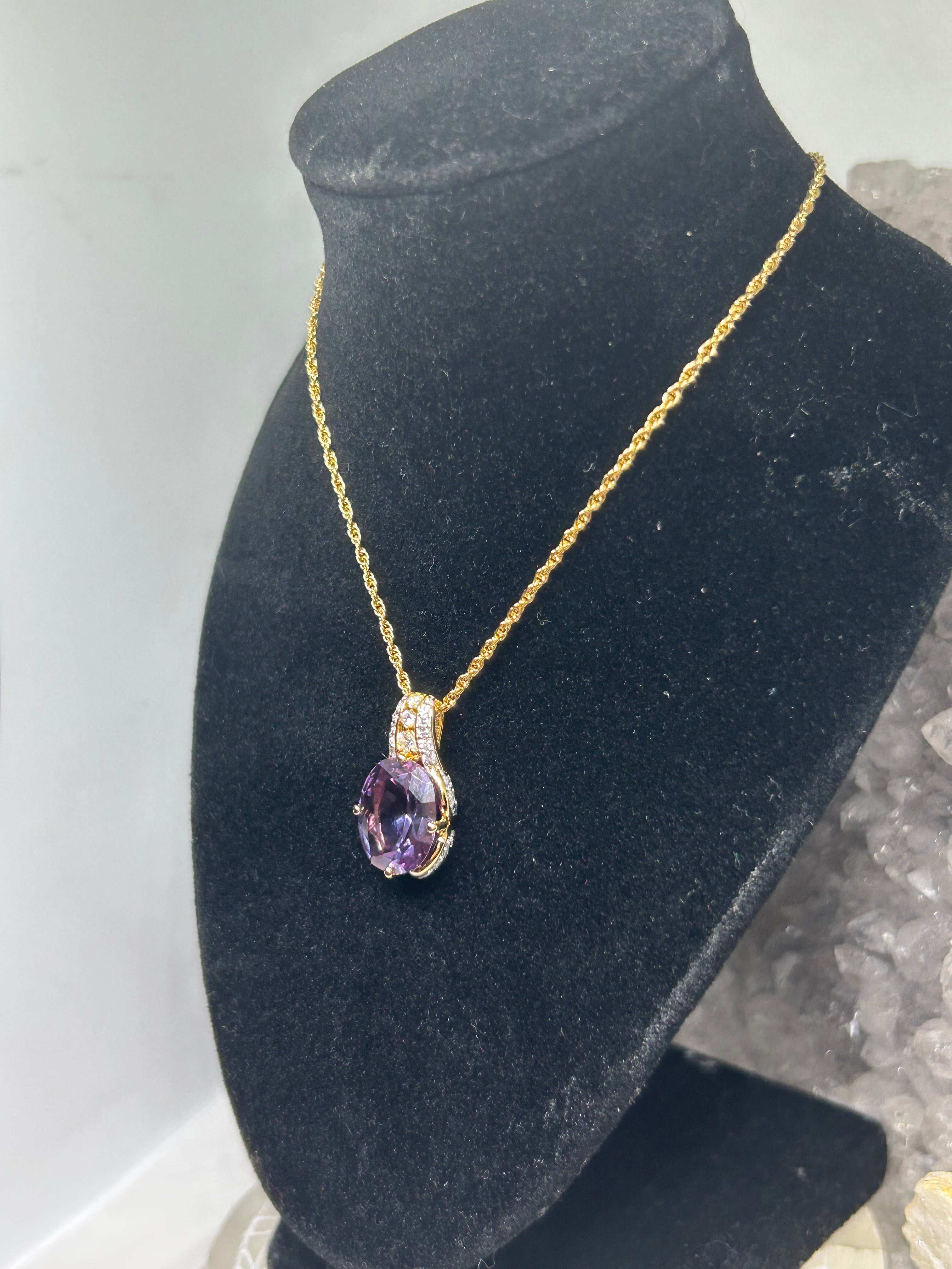 Oval Cut Color Change Sapphire Necklace 925