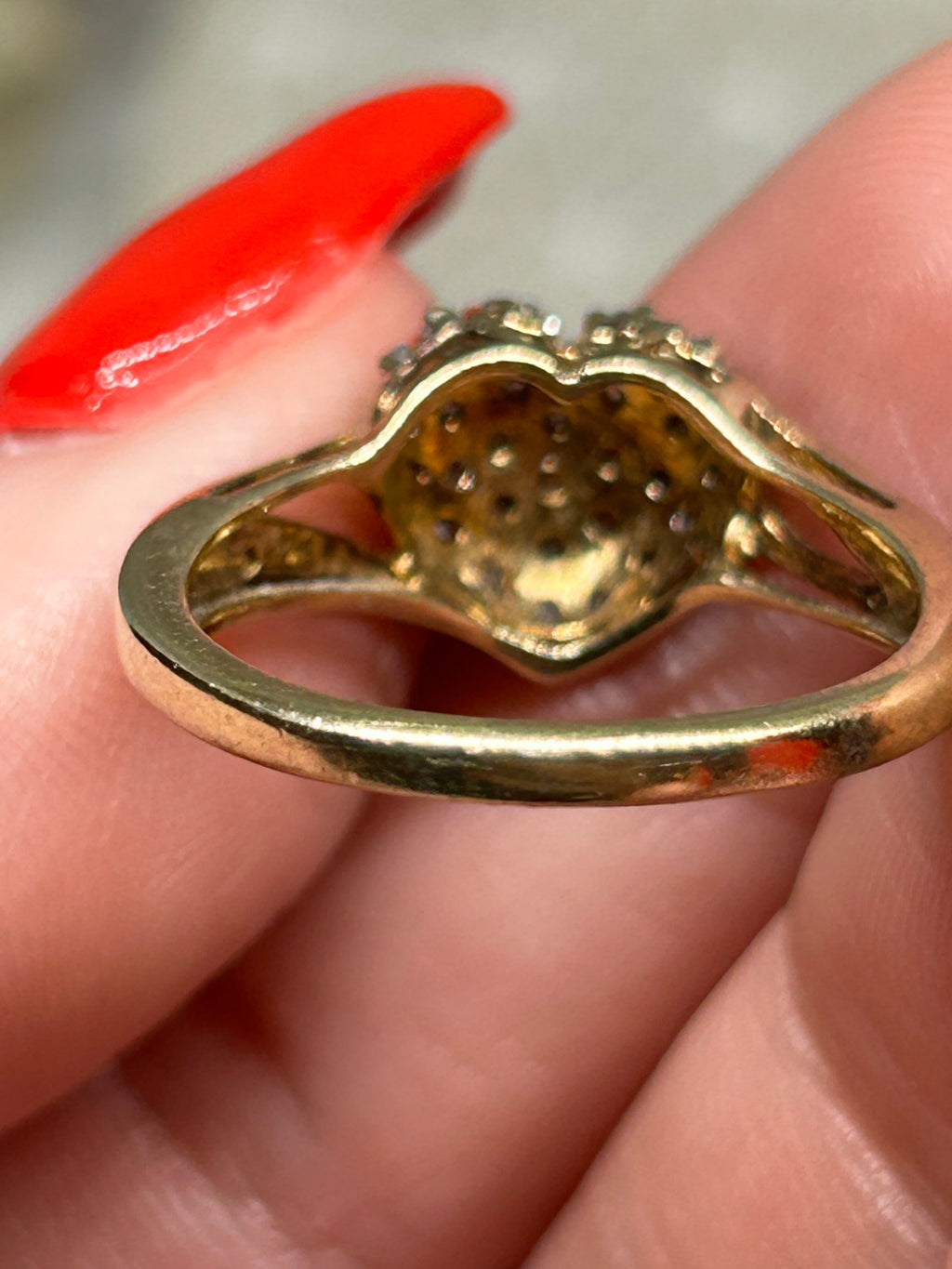 Vintage Natural Diamond Heart Ring 925