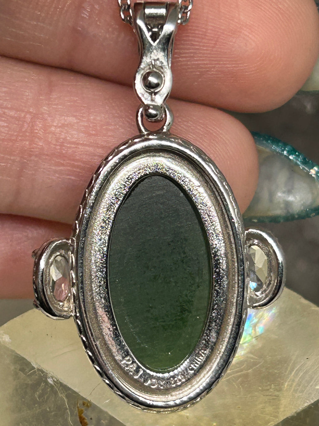 Nephrite Jade & Sapphire Enhancer Necklace