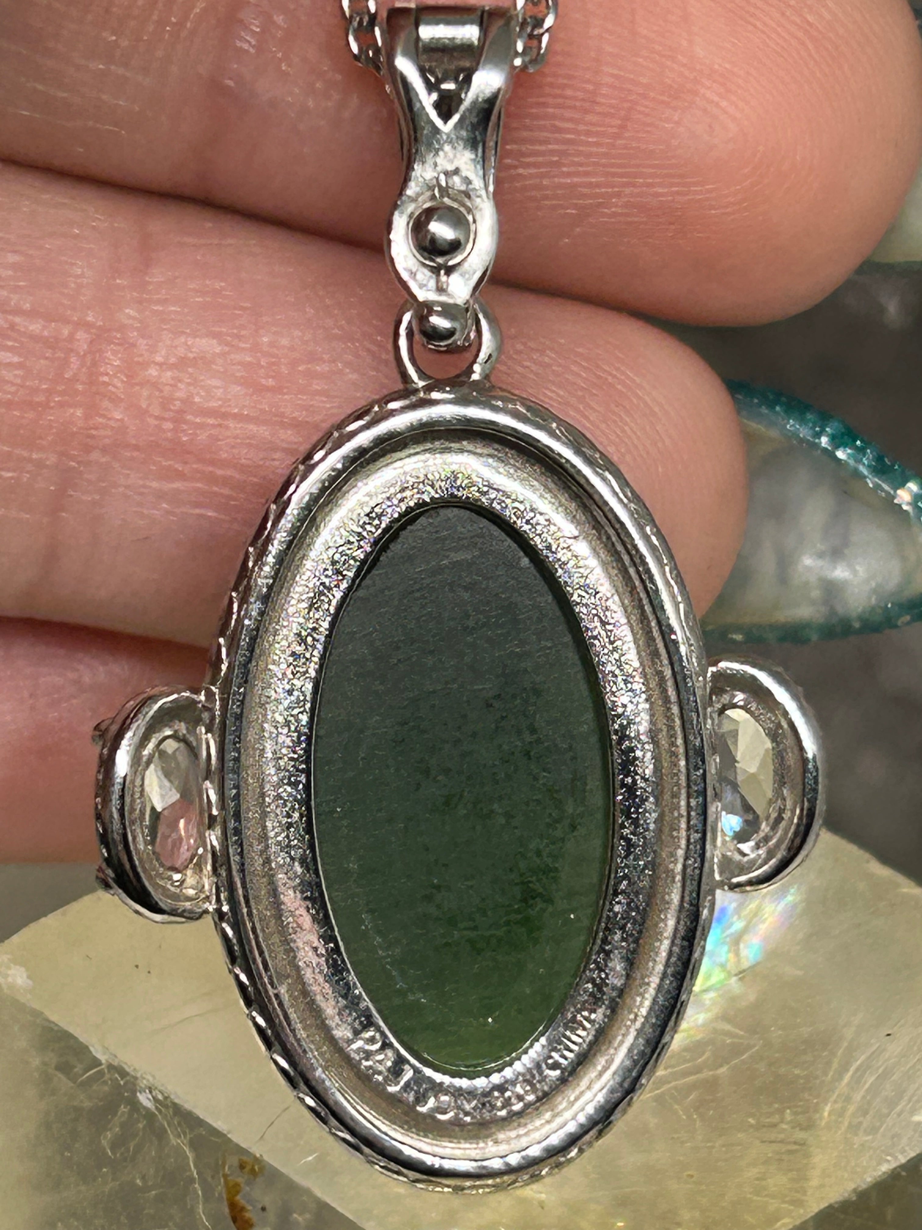 Nephrite Jade & Sapphire Enhancer Necklace