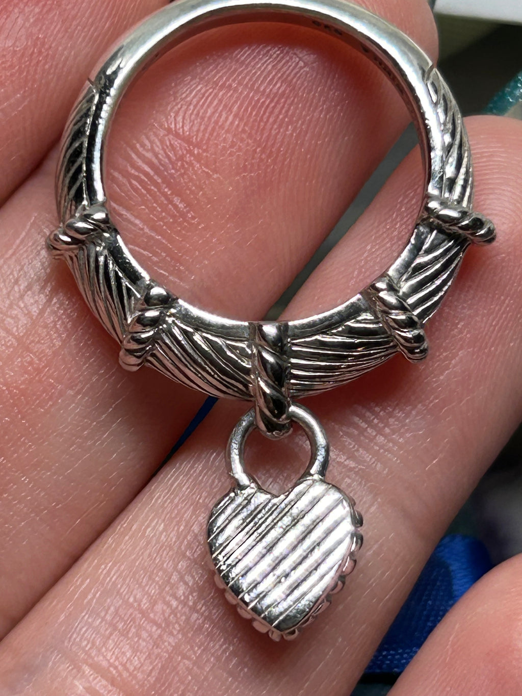 CZ Heart Charm Ring 925