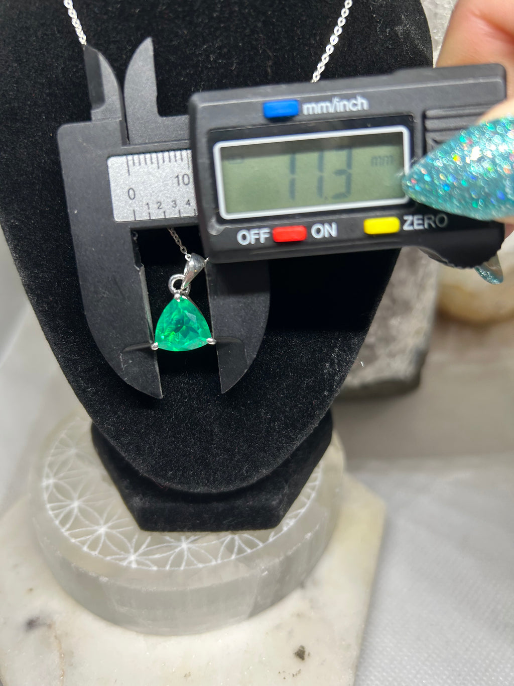 Trillion Cut Colombian Emerald Pendant Necklace