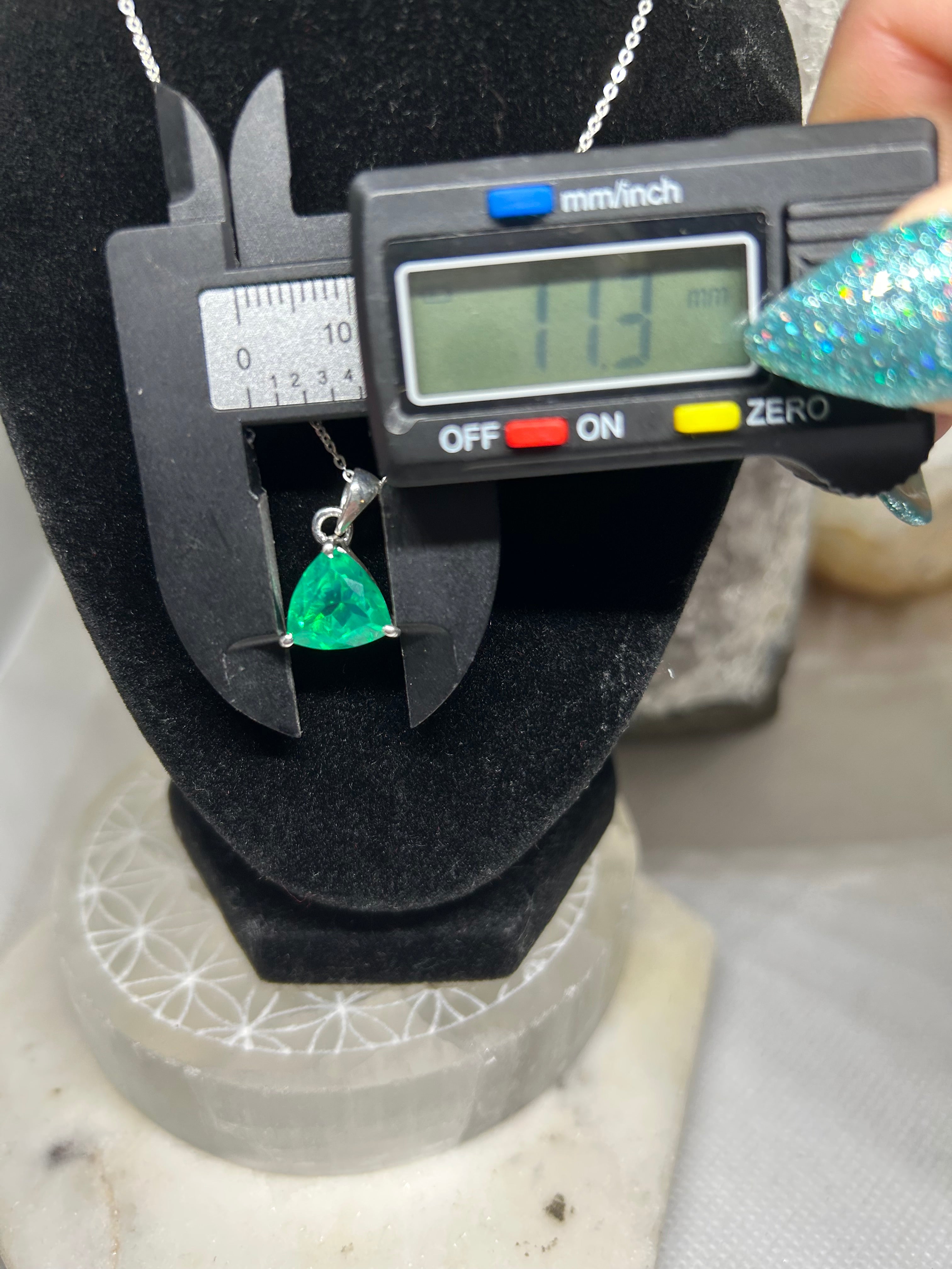 Trillion Cut Colombian Emerald Pendant Necklace