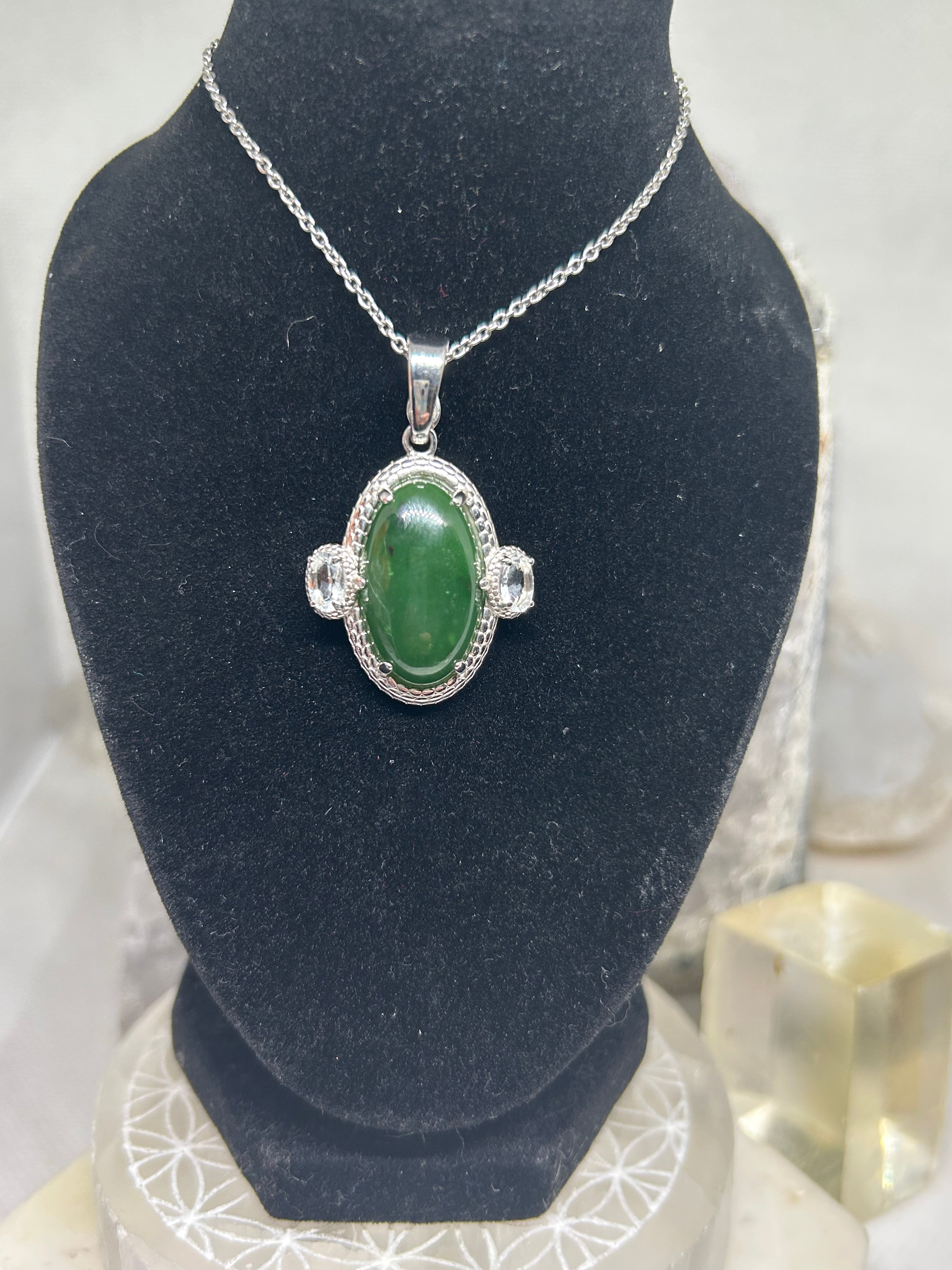 Nephrite Jade & Sapphire Enhancer Necklace
