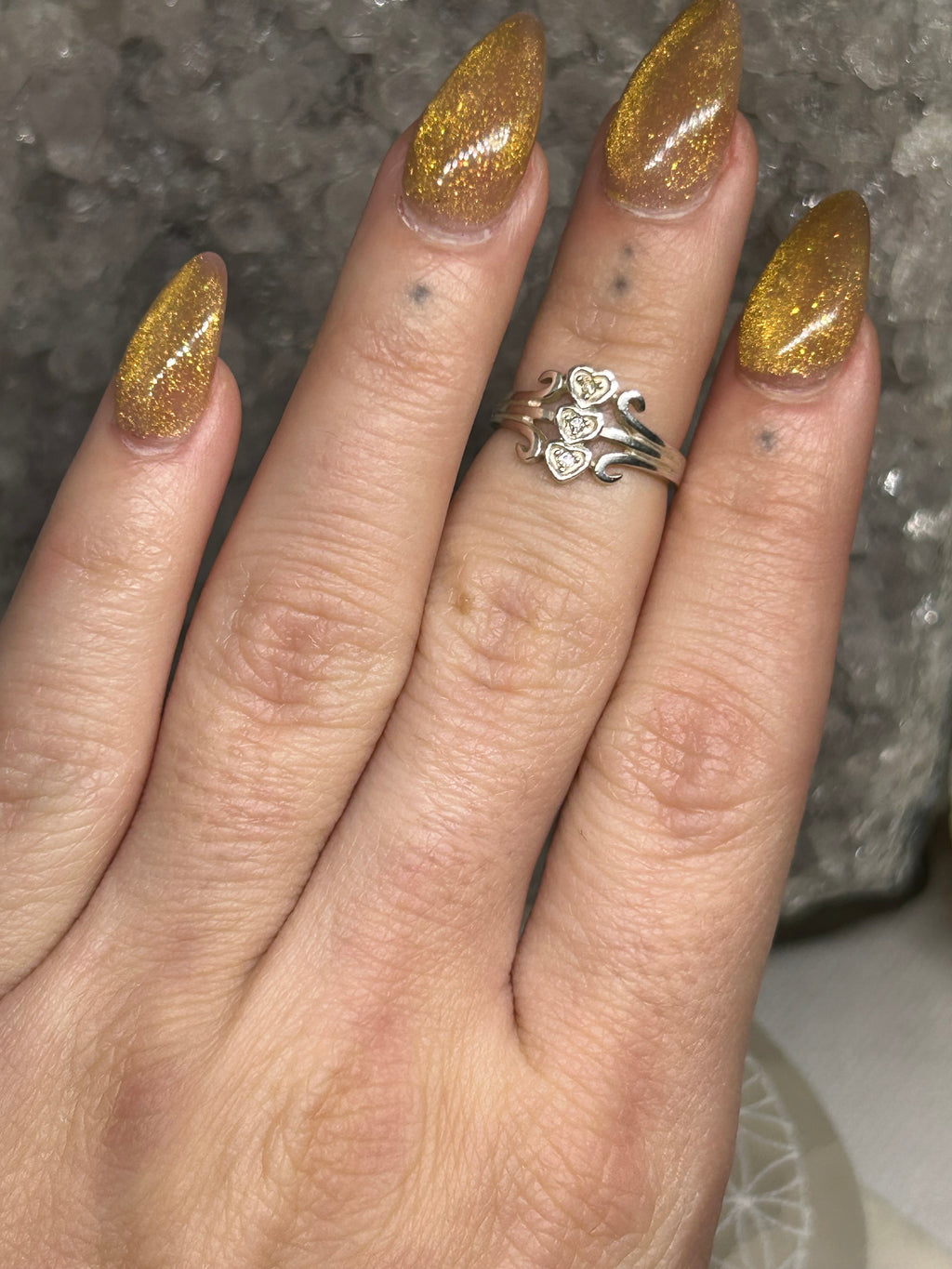 Vintage Triple Heart Ring 925