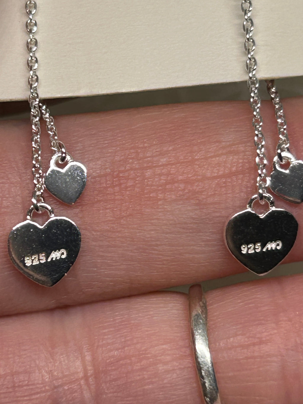 Sterling Silver Triple Heart Dangle Earrings