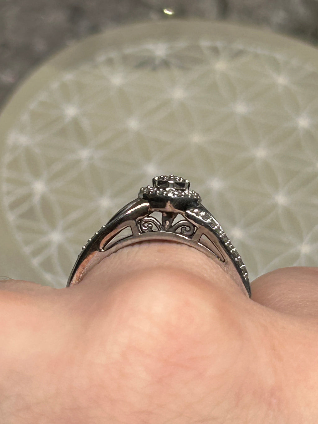 Vintage Diamond Heart Ring 925