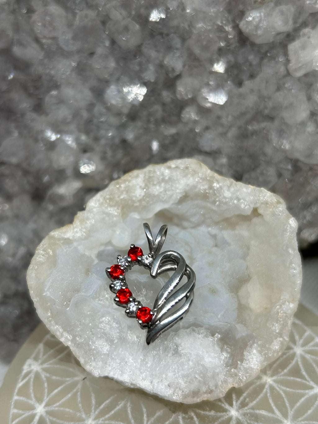 Vintage CZ Heart Pendant 925