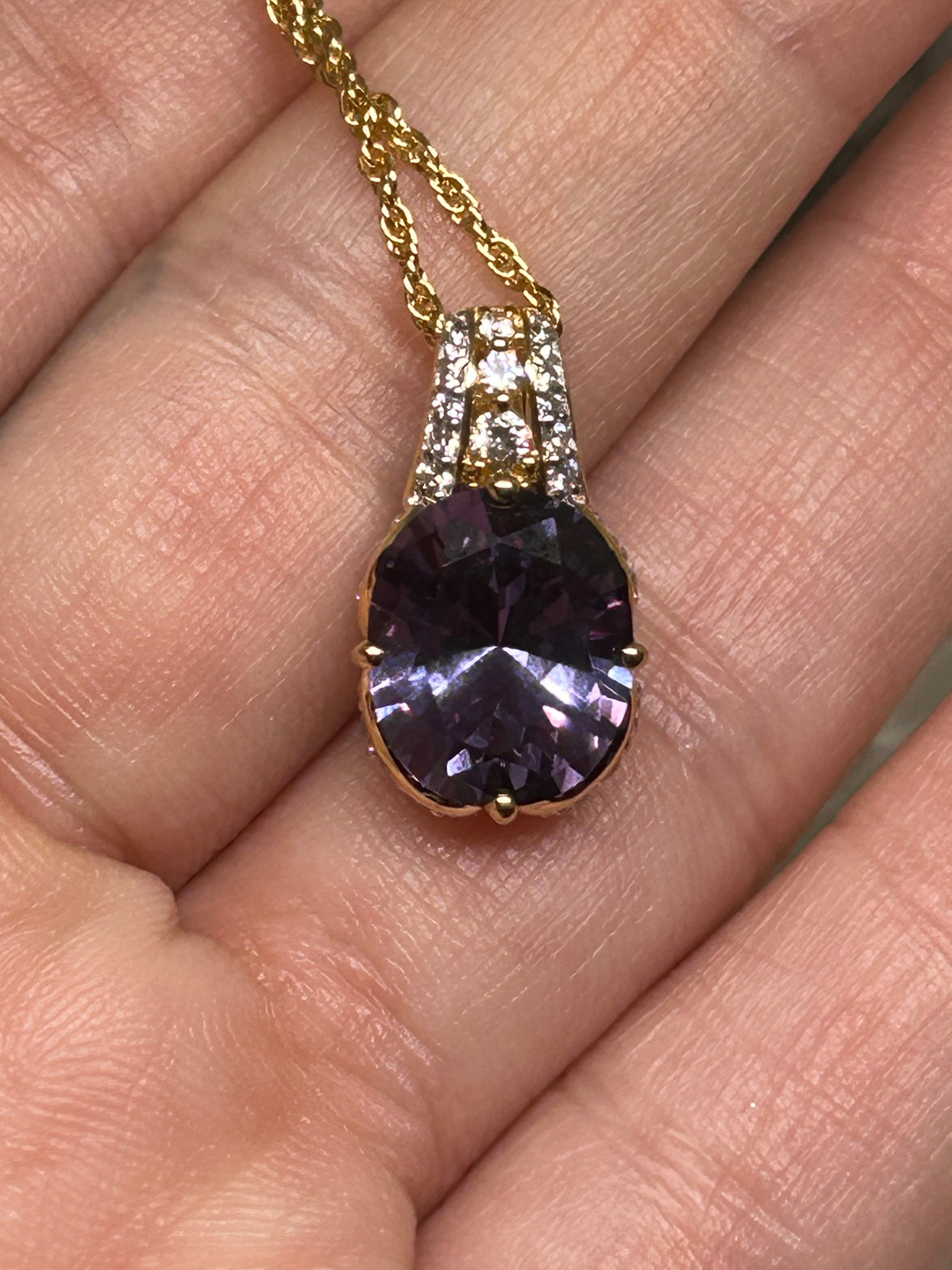Oval Cut Color Change Sapphire Necklace 925