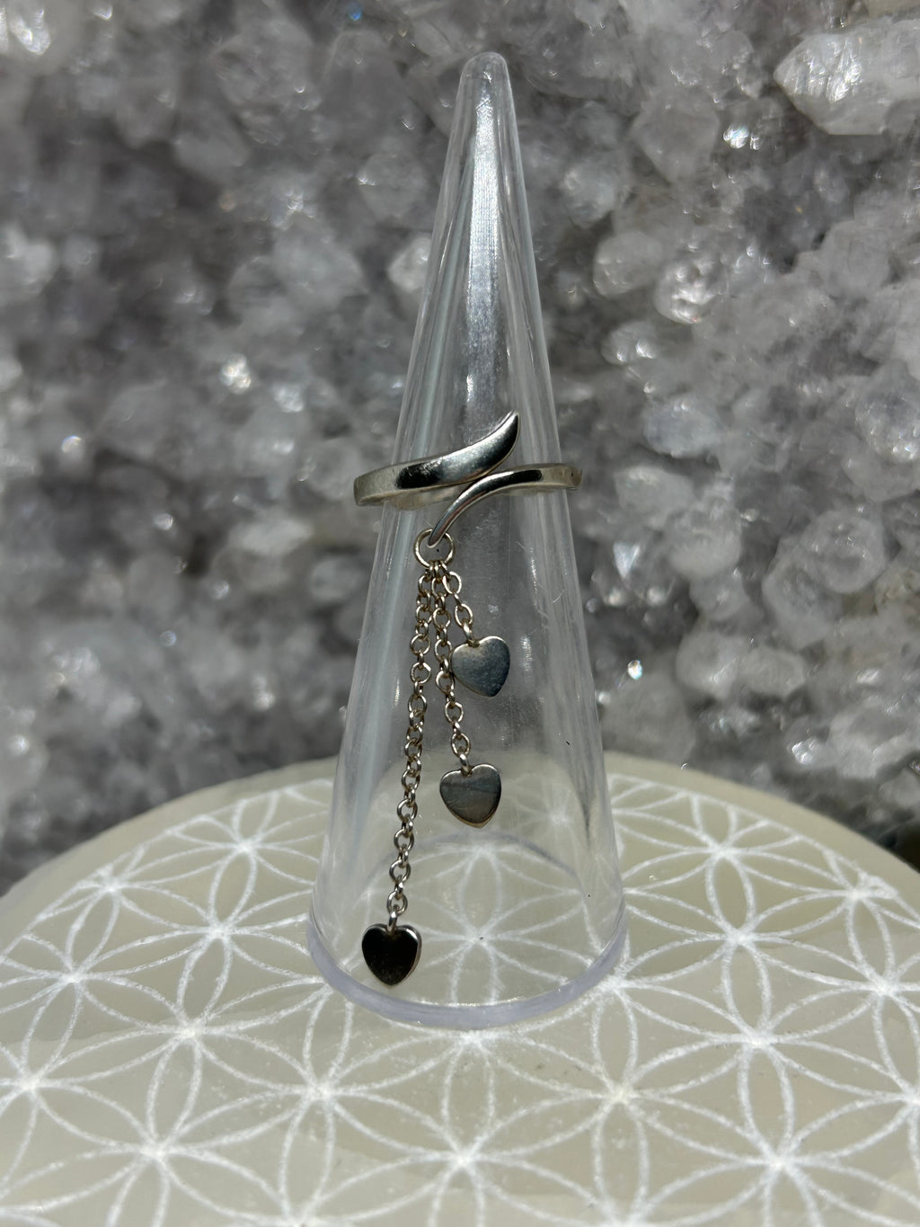 Vintage Triple Heart Charm Ring 925