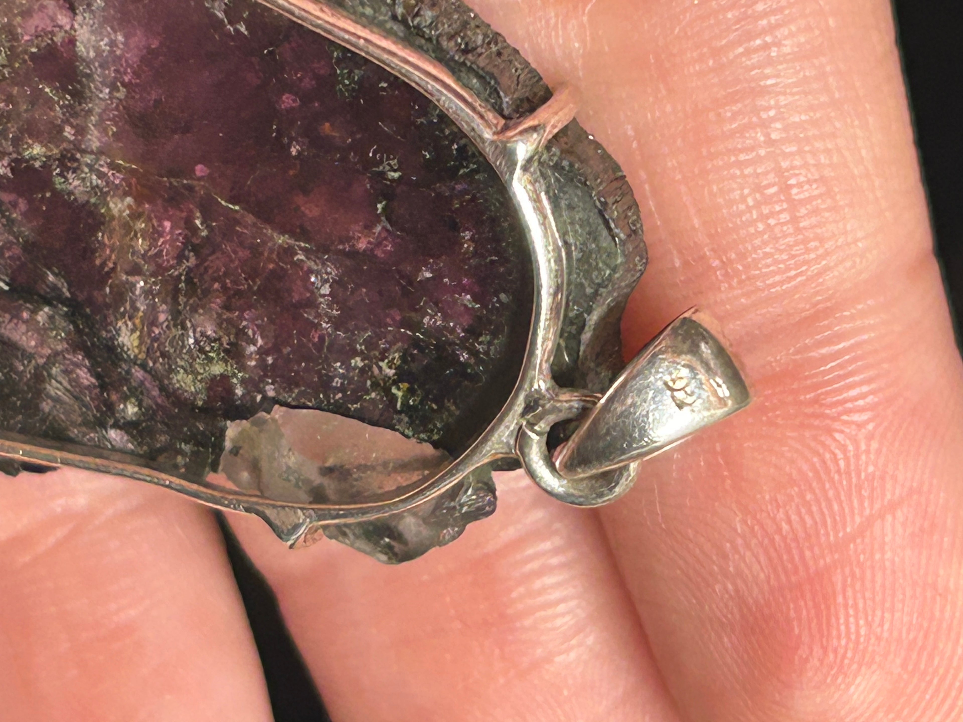 Statement Watermelon Tourmaline Slice Pendant 925