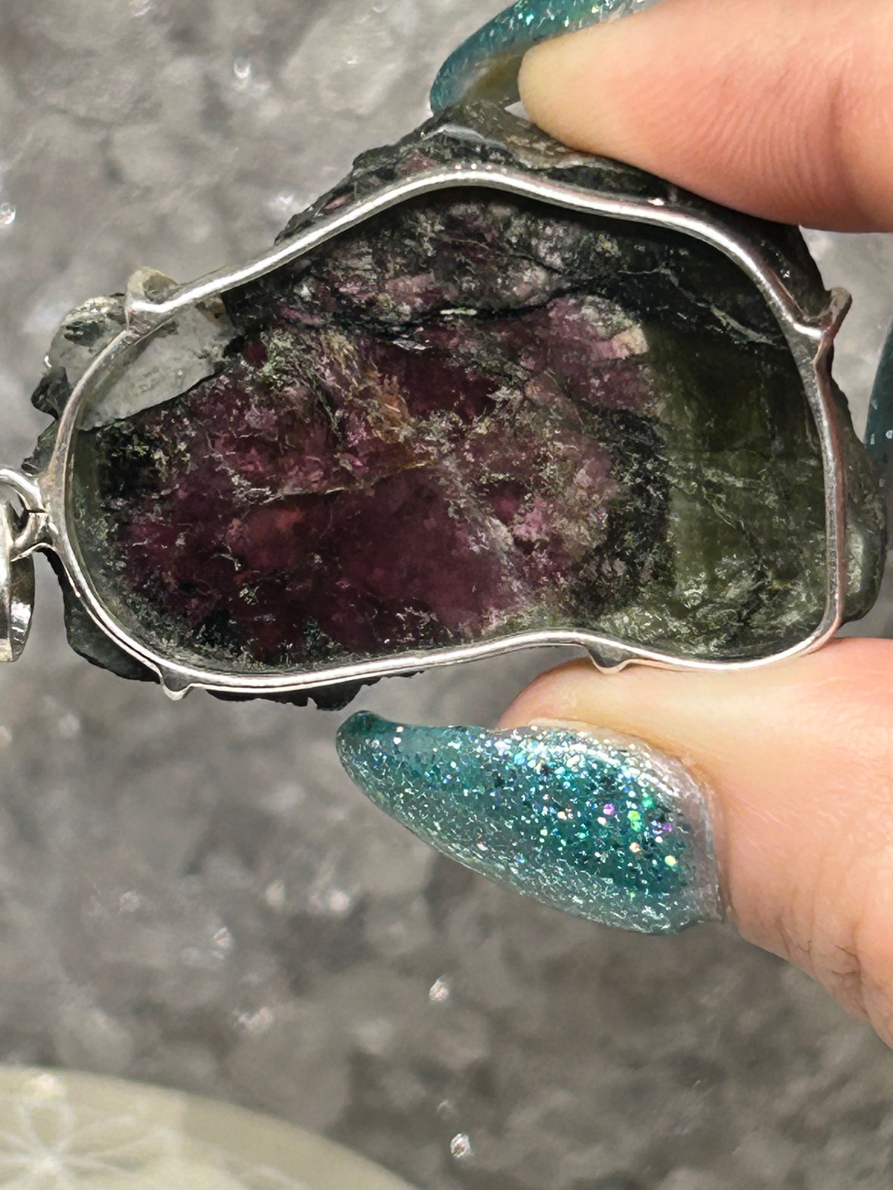 Statement Watermelon Tourmaline Slice Pendant 925