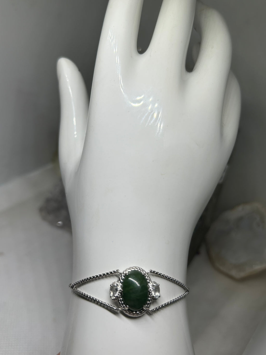 Nephrite Jade & Sapphire Bolo Bracelet