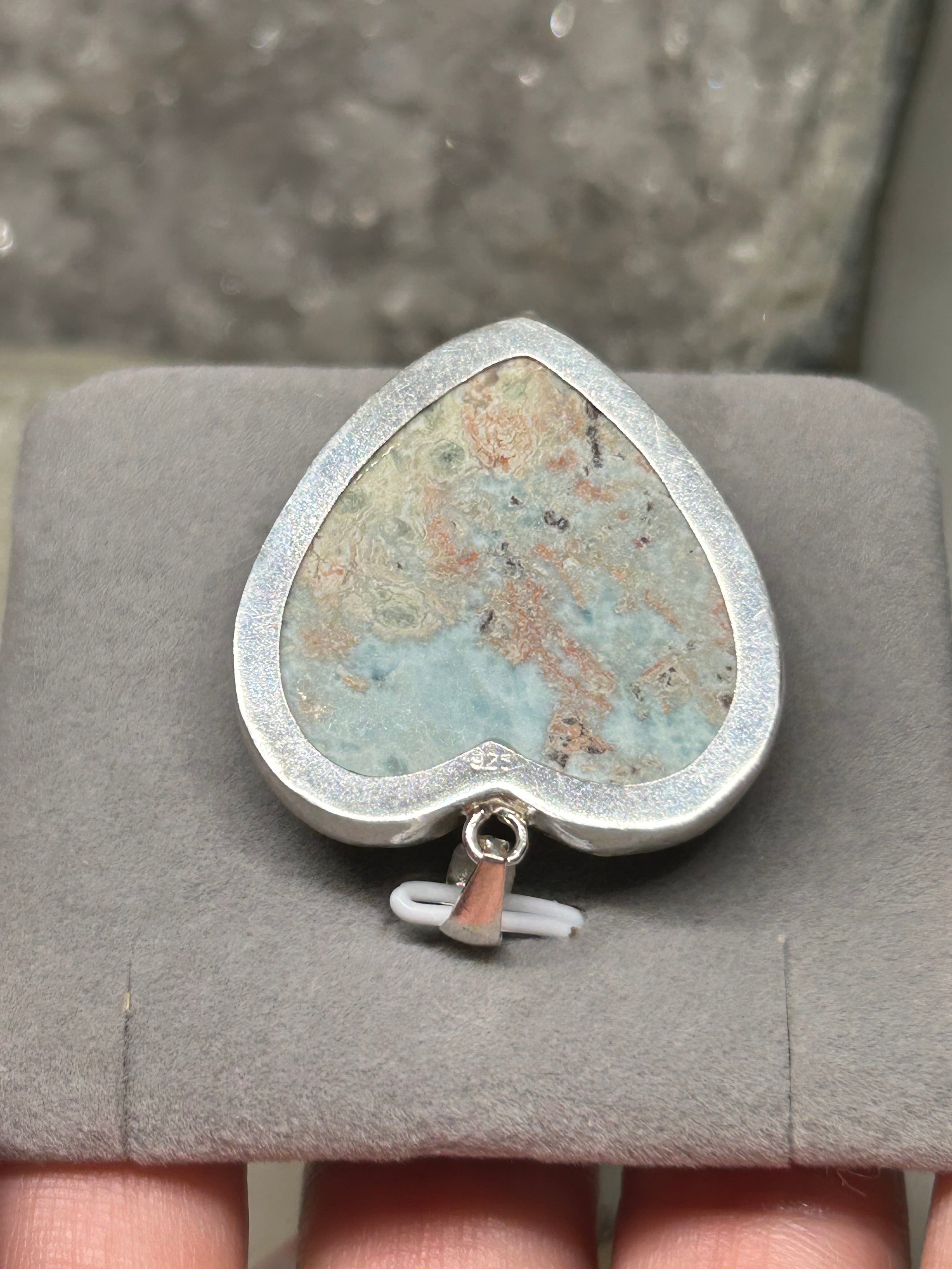 Larimar Heart Pendant 925