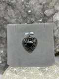 Vintage Black Onyx Filigree Heart Pendant 925