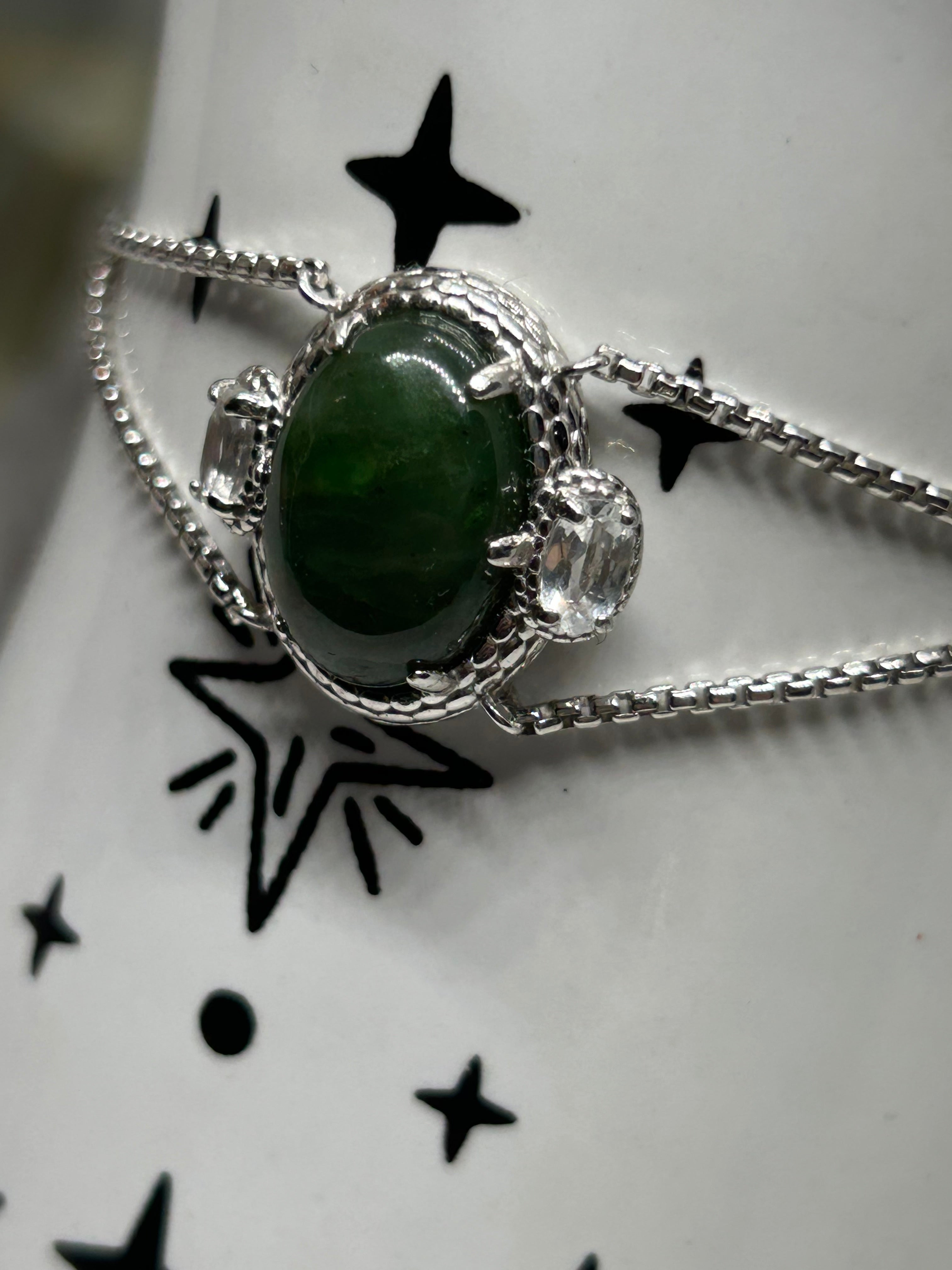 Nephrite Jade & Sapphire Bolo Bracelet