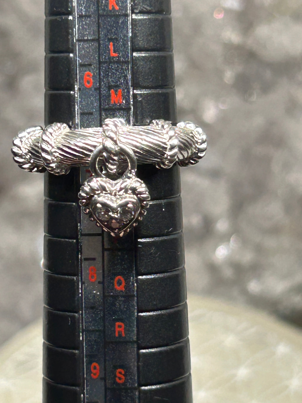 CZ Heart Charm Ring 925