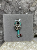 Vintage Turquoise Heart Lock &  Key Pendant