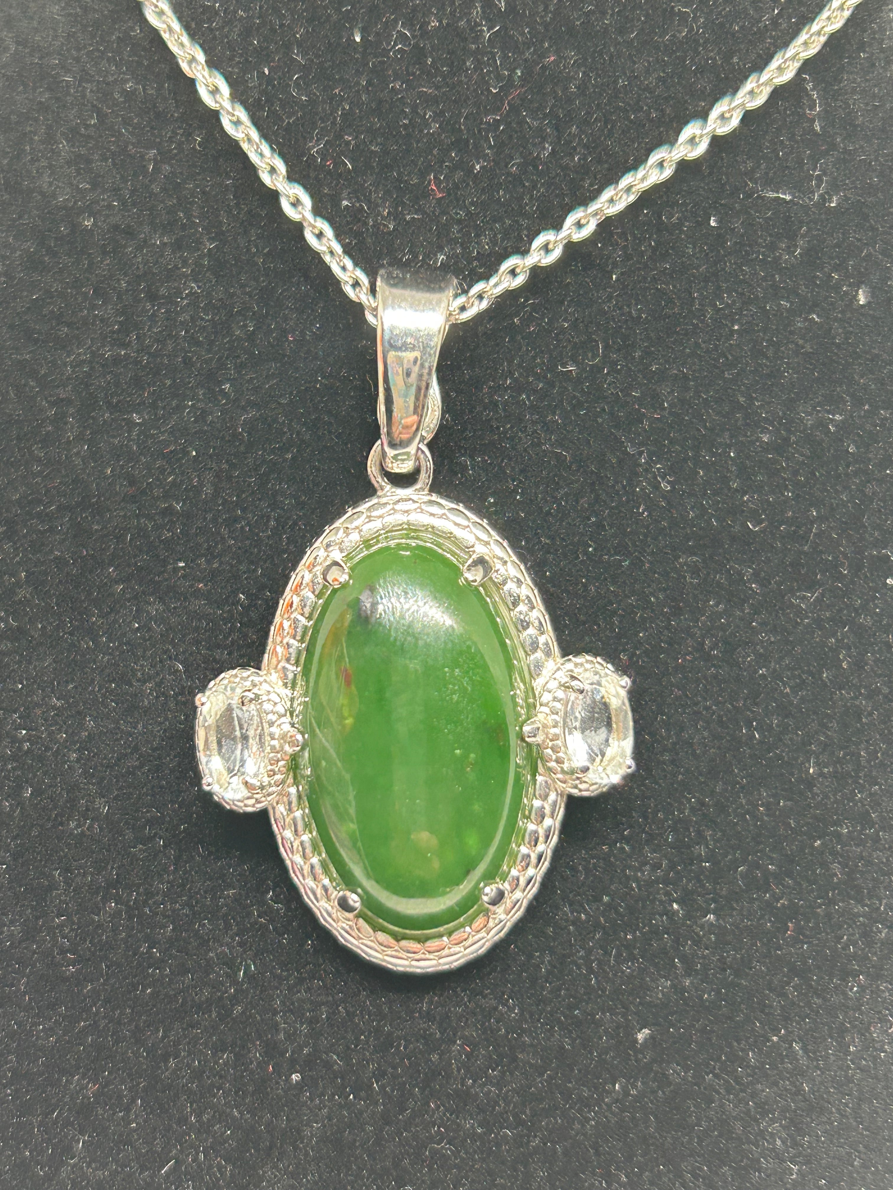 Nephrite Jade & Sapphire Enhancer Necklace