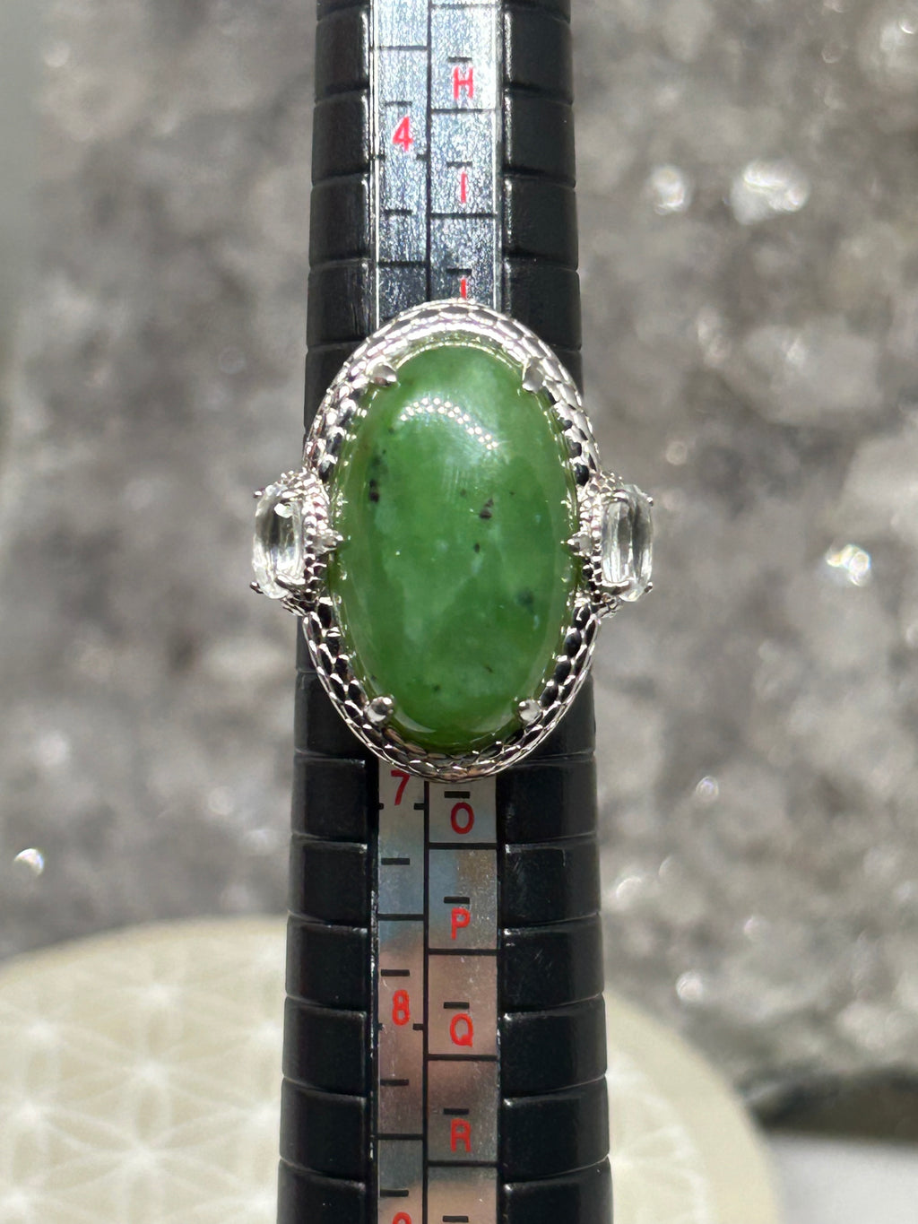 Nephrite Jade & Sapphire Statement Ring