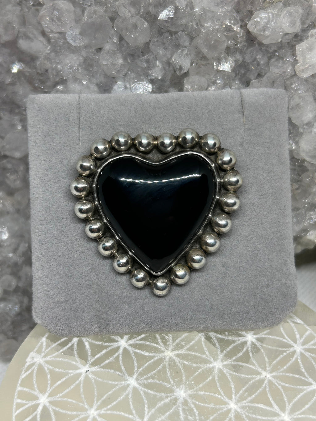 Vintage Taxco Black Onyx Heart Pendant/Brooch