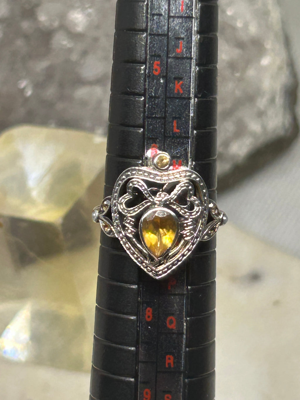 Vintage Citrine Heart Ring 925
