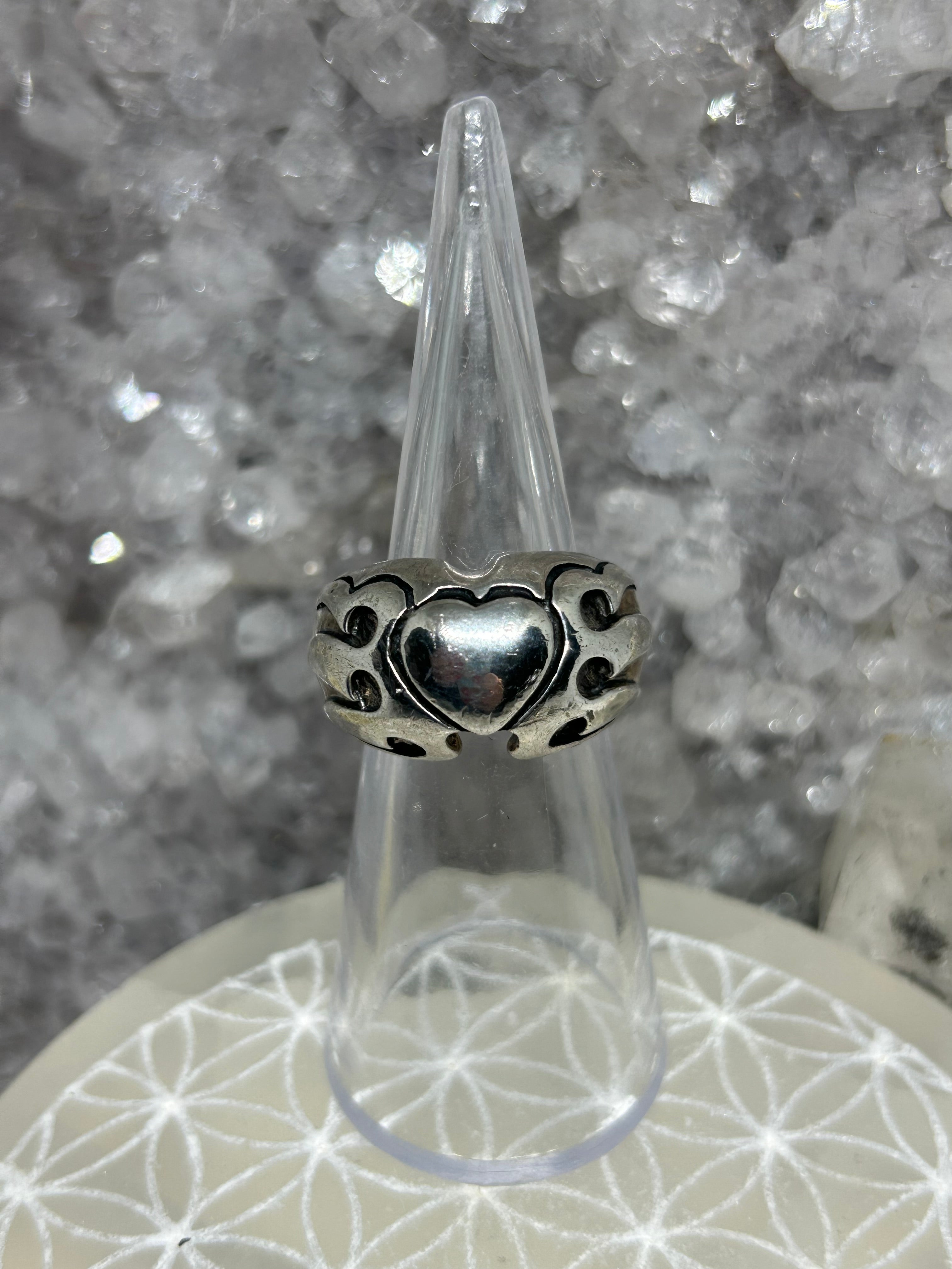Vintage Winged Heart Ring 925