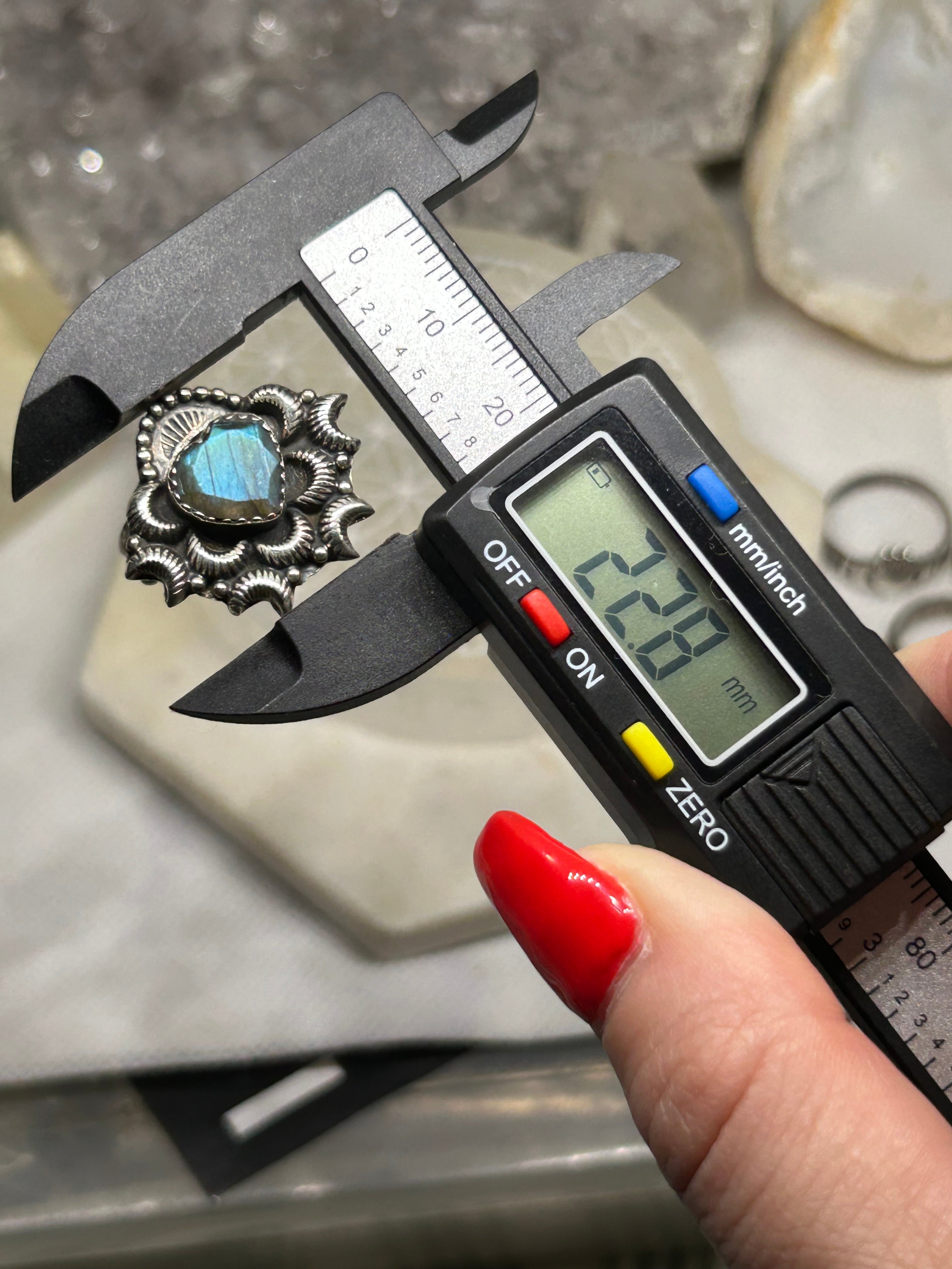 Hand Crafted Labradorite Heart Ring 925