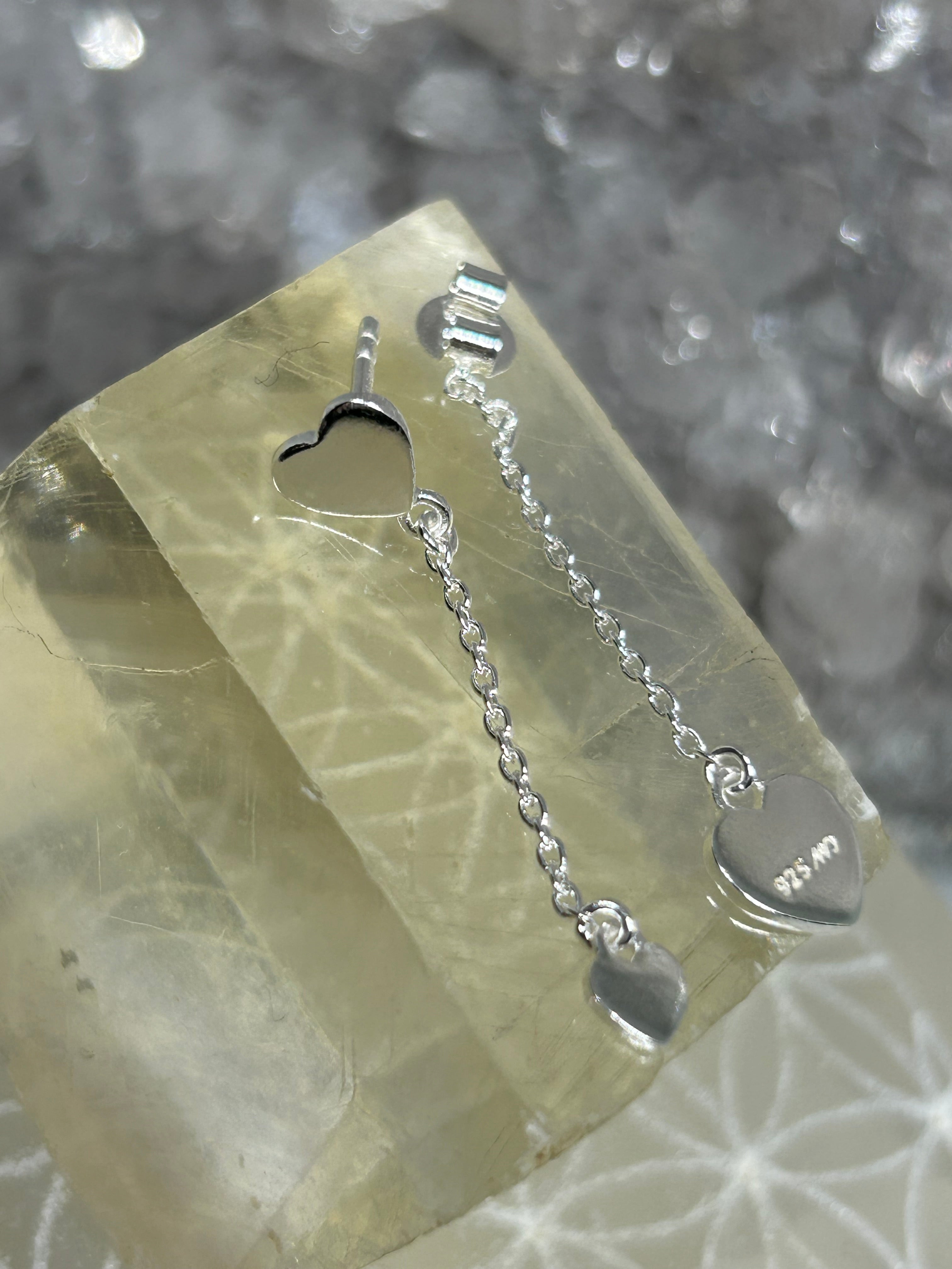 Sterling Silver Triple Heart Dangle Earrings