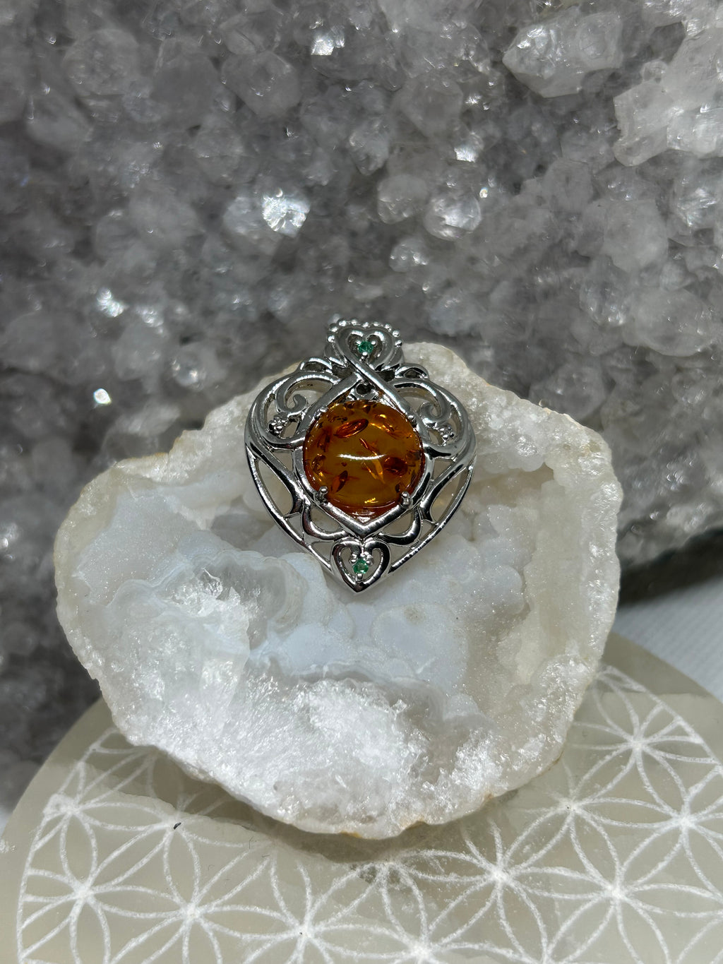 Baltic Amber Heart Pendant 925