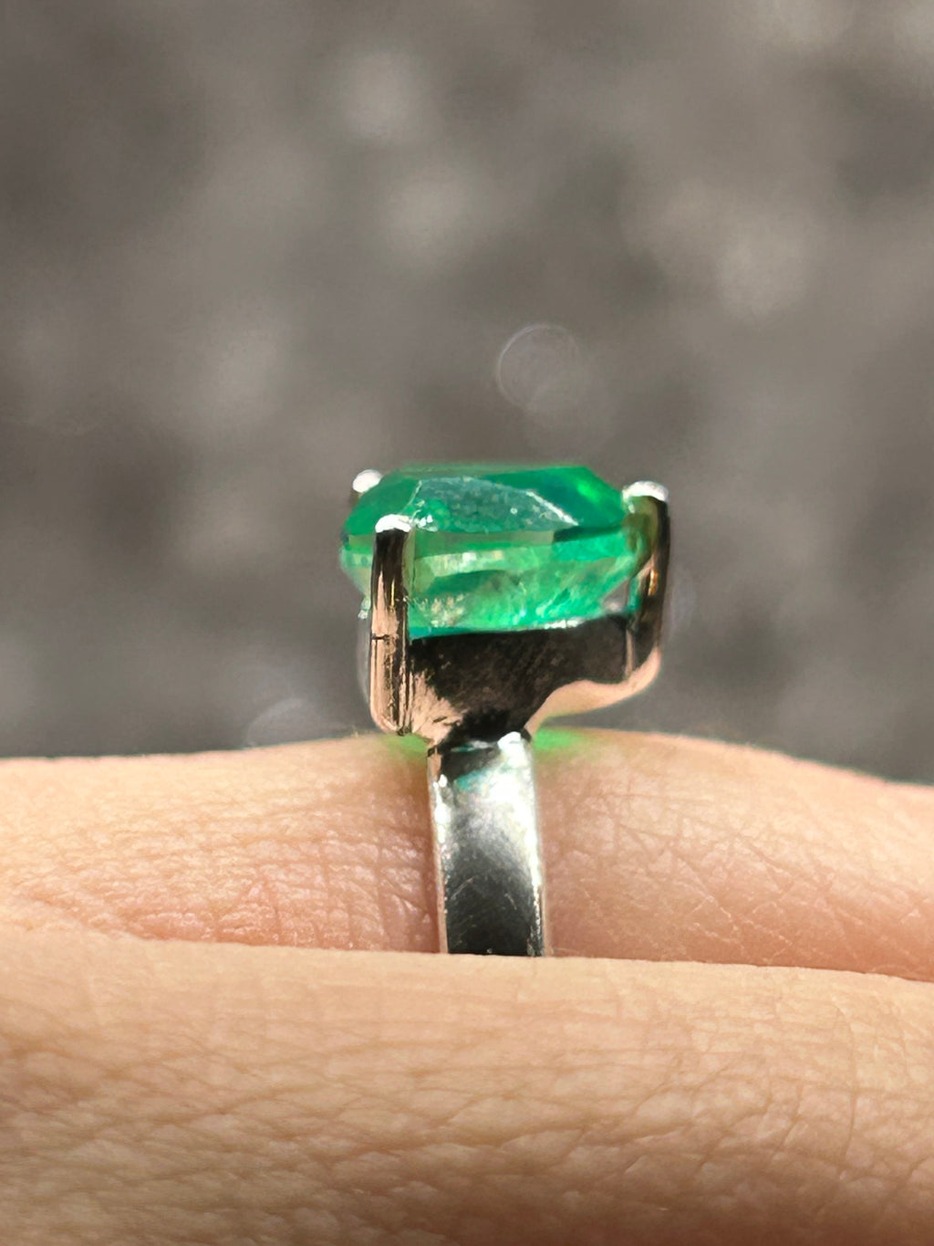 Trillion Cut Colombian Emerald Ring