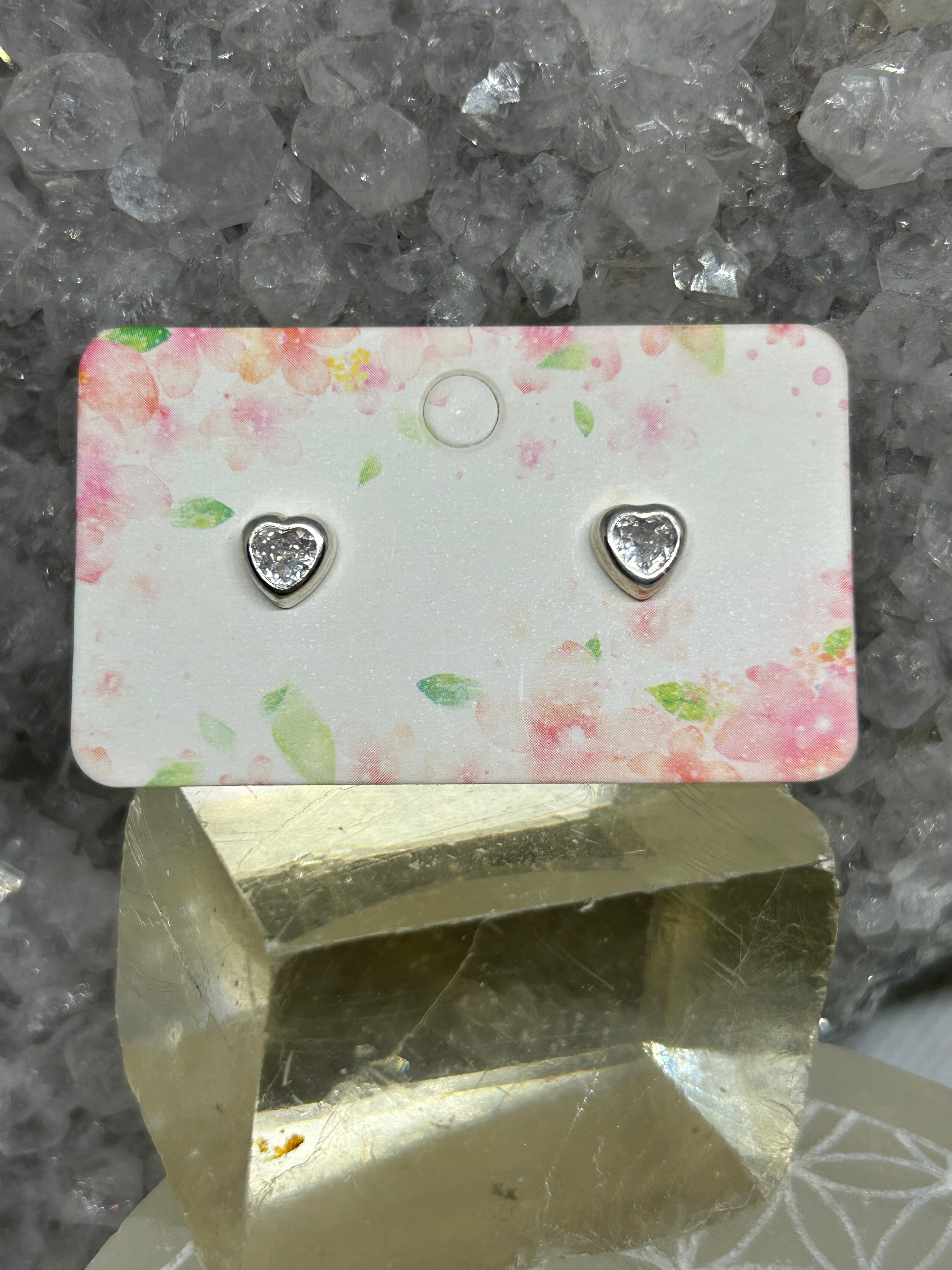 Cubic Zirconia Heart Earrings 925