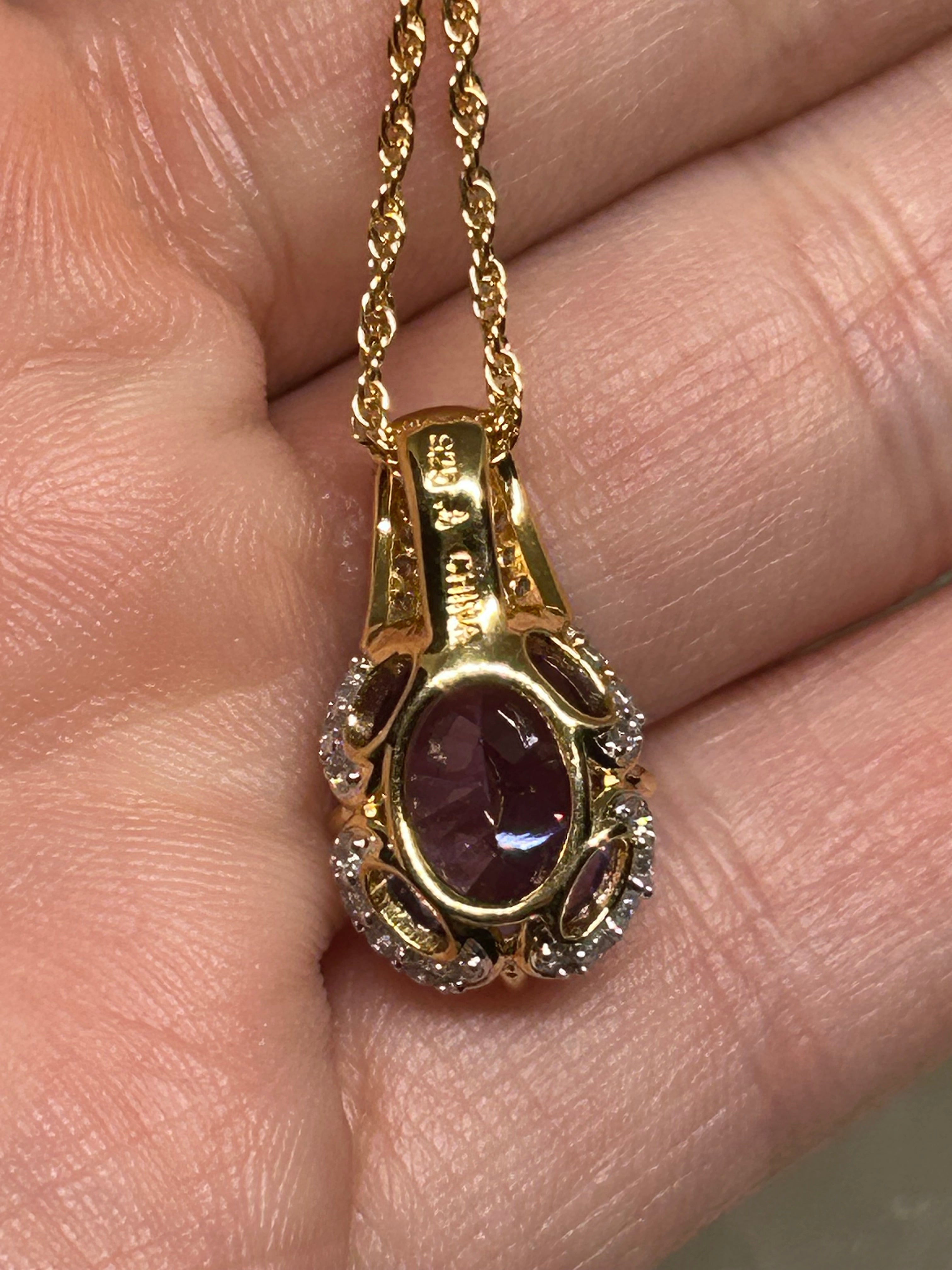 Oval Cut Color Change Sapphire Necklace 925