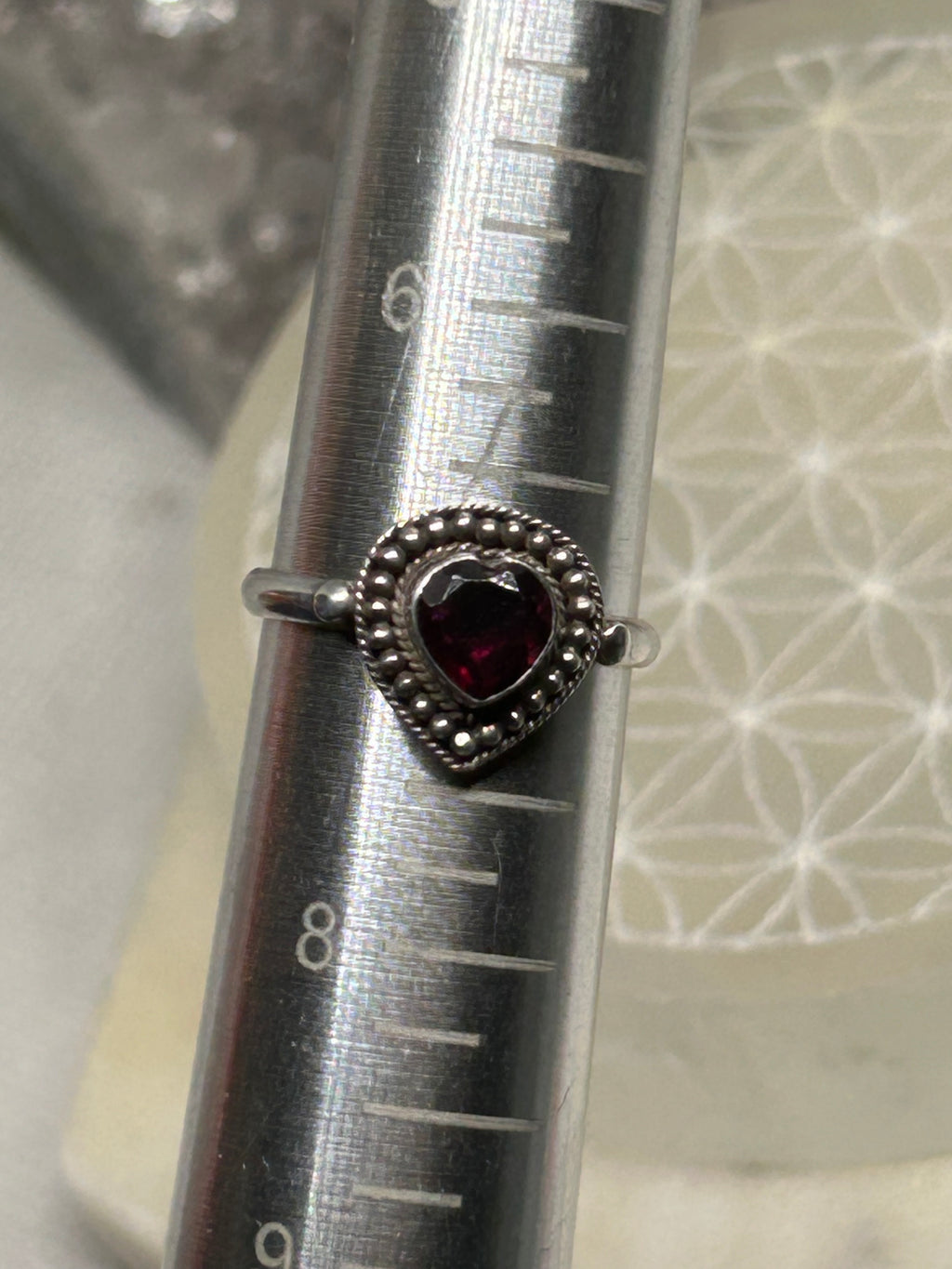 Vintage Garnet Heart Ring 925