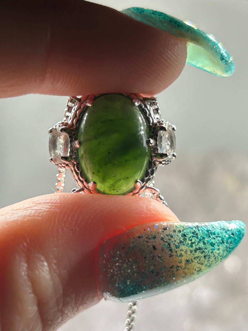 Nephrite Jade & Sapphire Bolo Bracelet