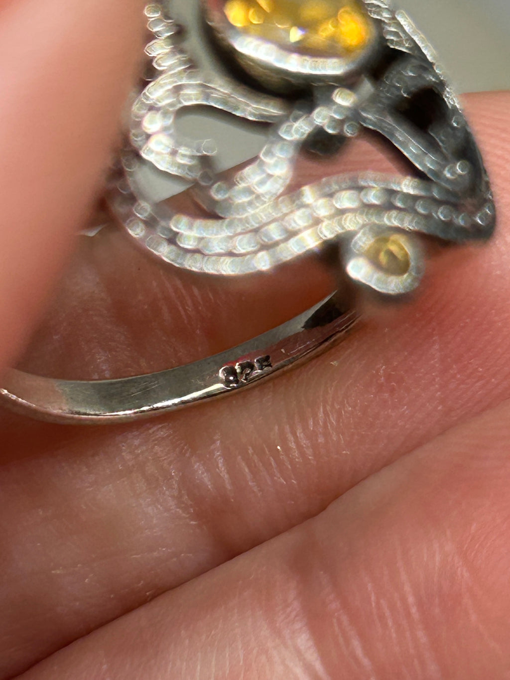 Vintage Citrine Heart Ring 925