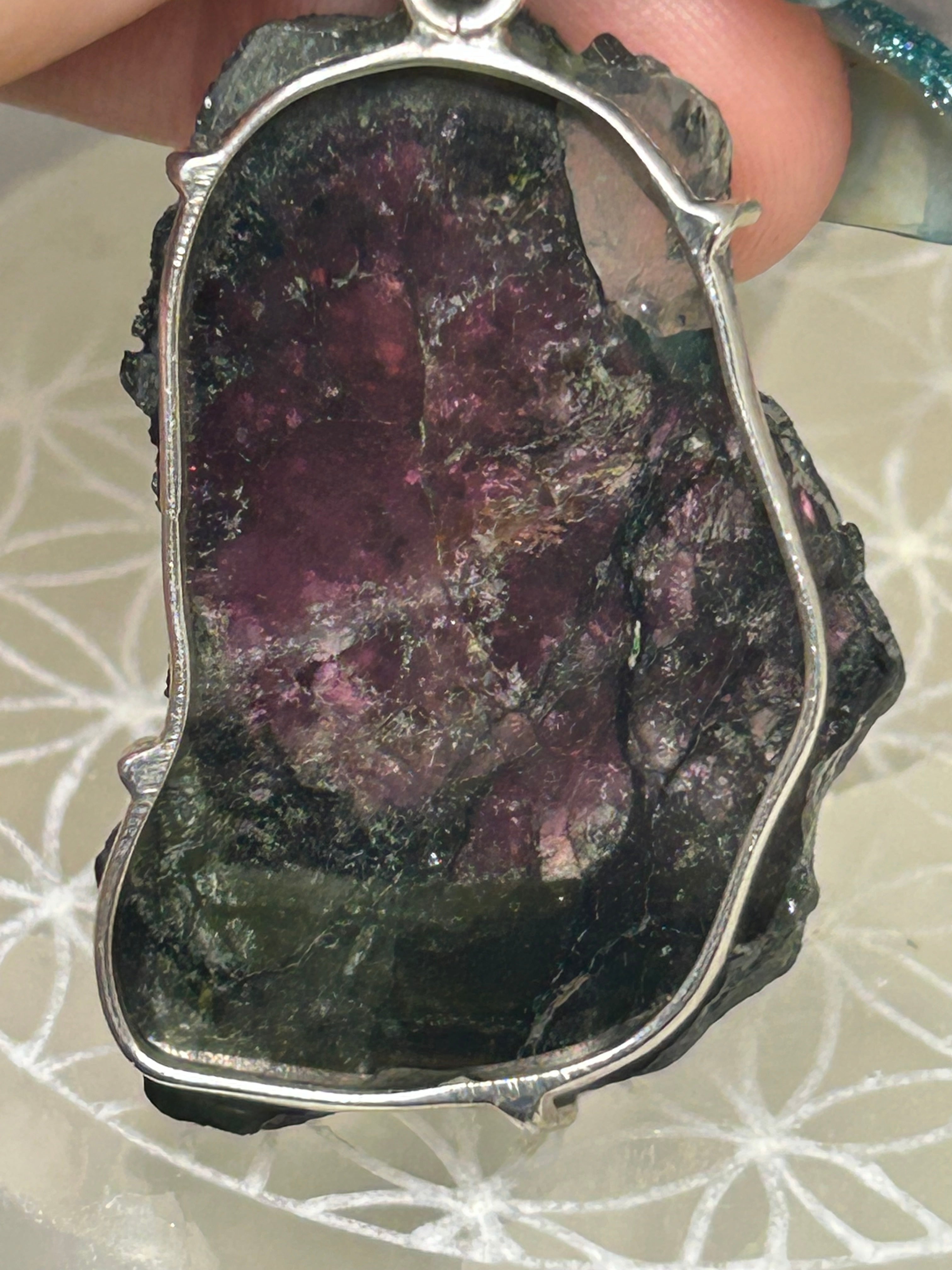 Statement Watermelon Tourmaline Slice Pendant 925