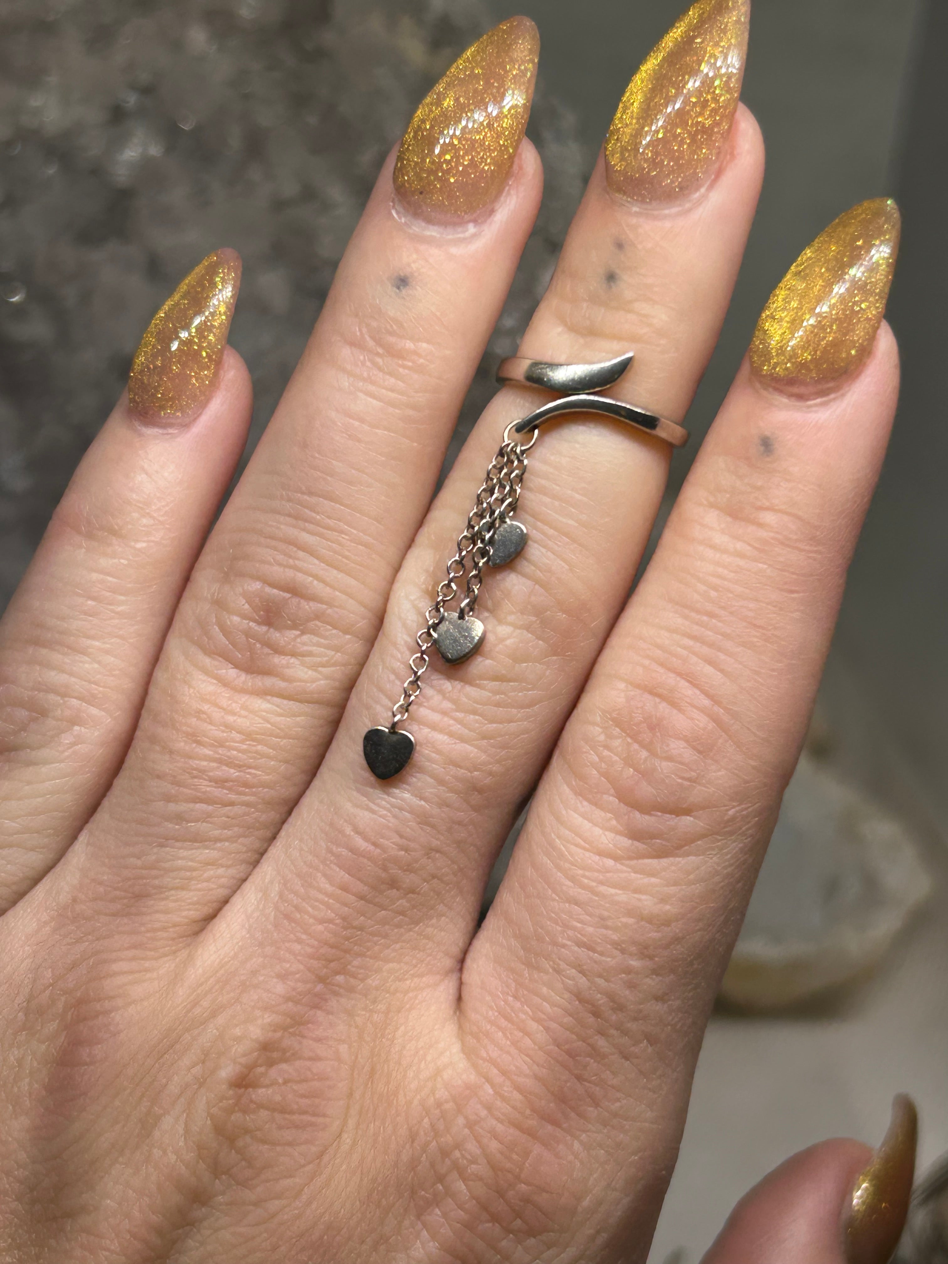 Vintage Triple Heart Charm Ring 925