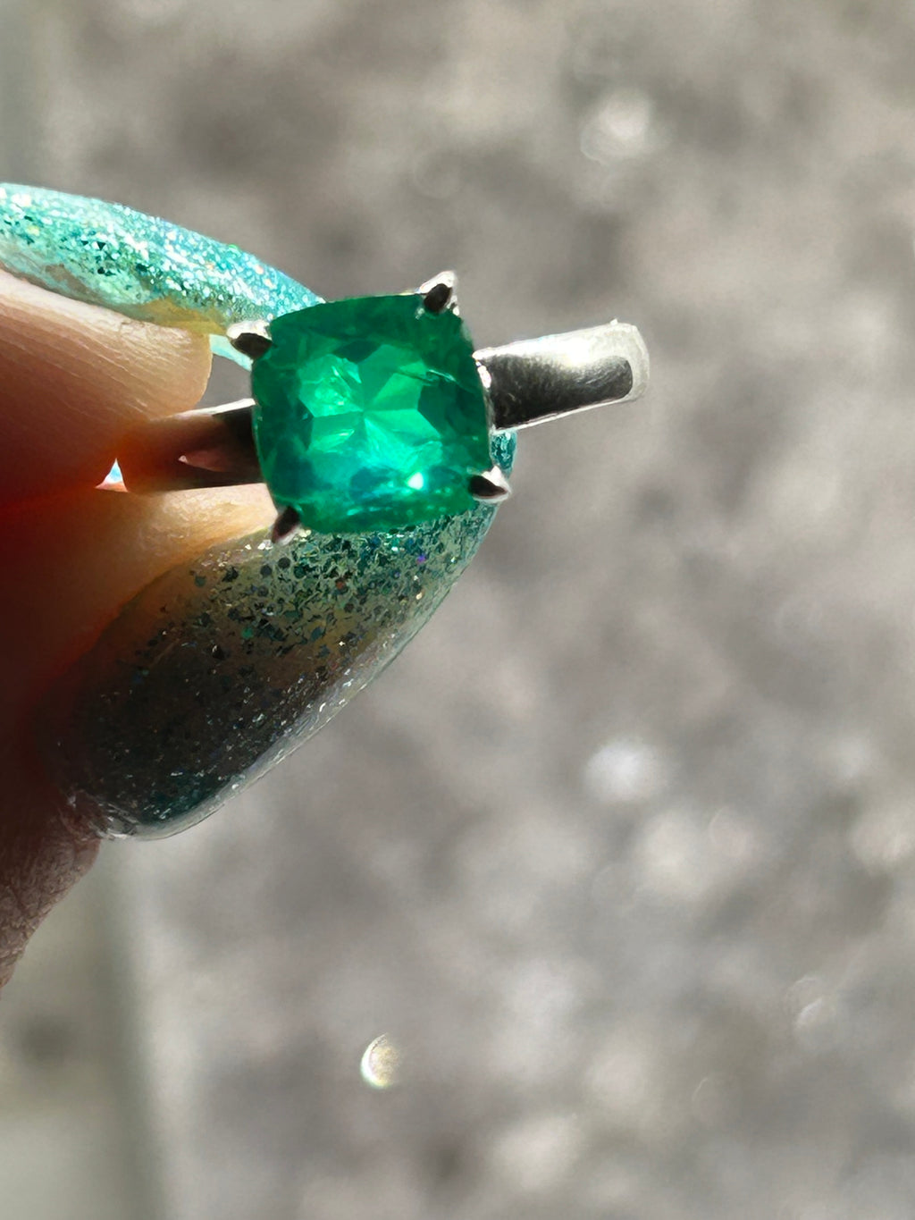 Cushion Cut Emerald Ring