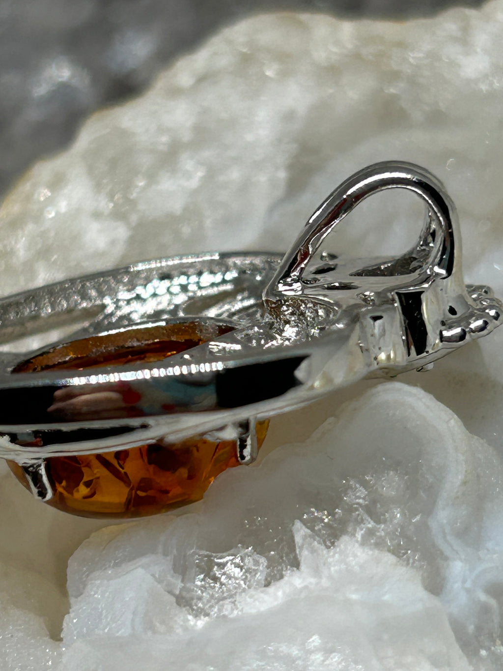 Baltic Amber Heart Pendant 925