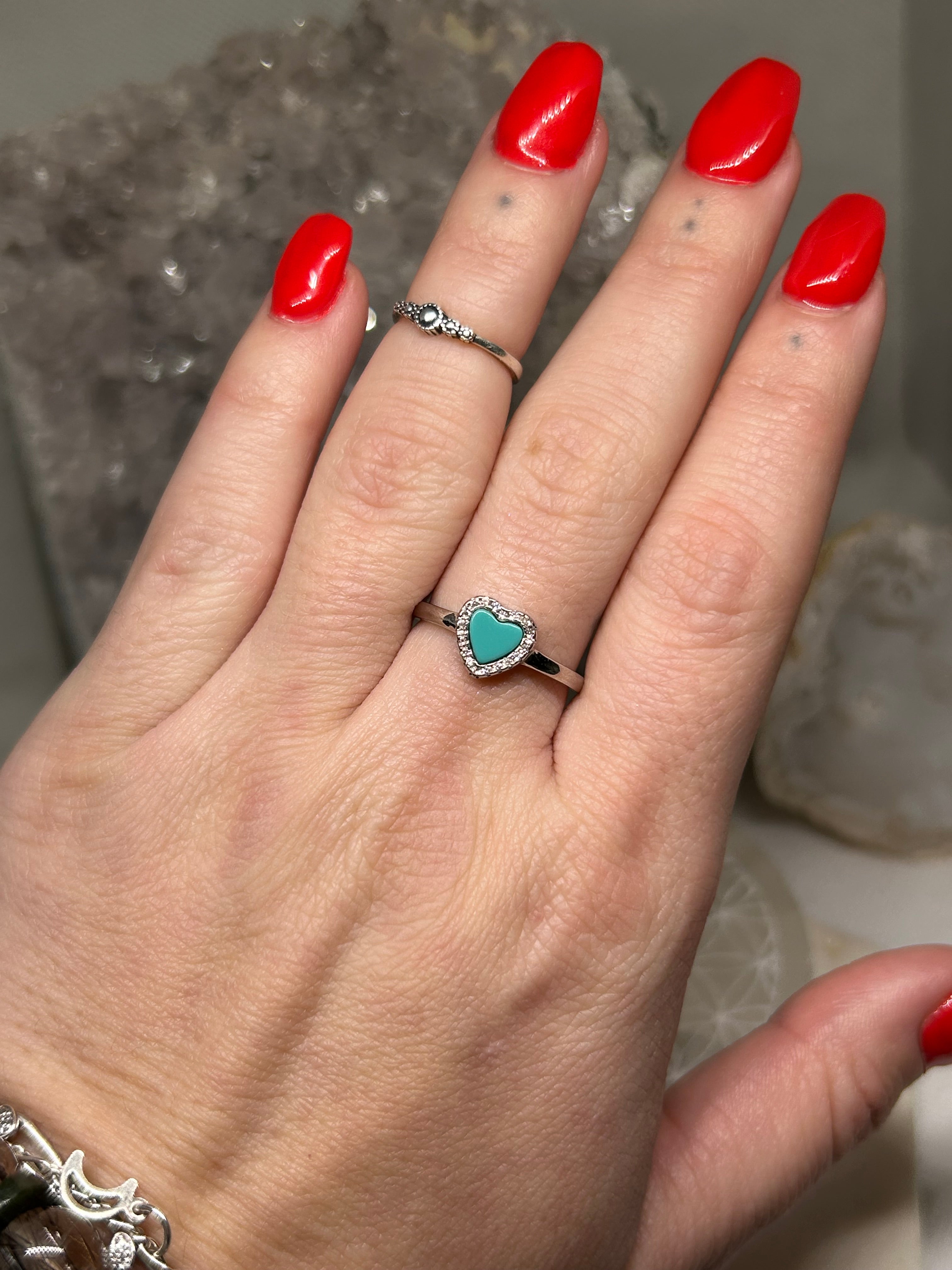 Turquoise Heart Ring 925