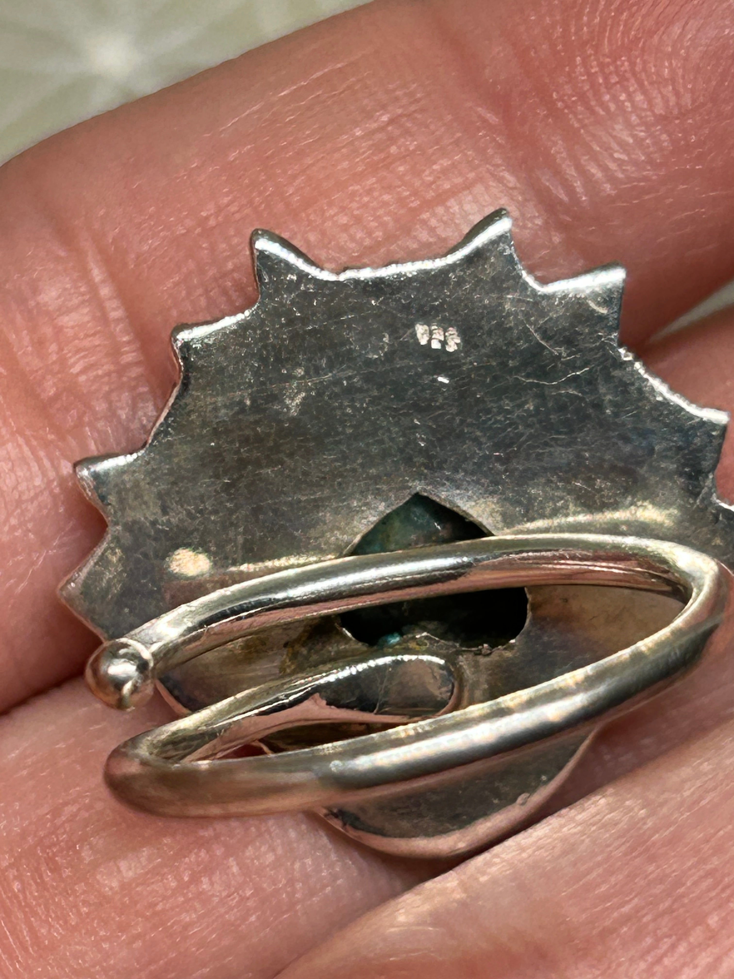 Hand Crafted Labradorite Heart Ring 925